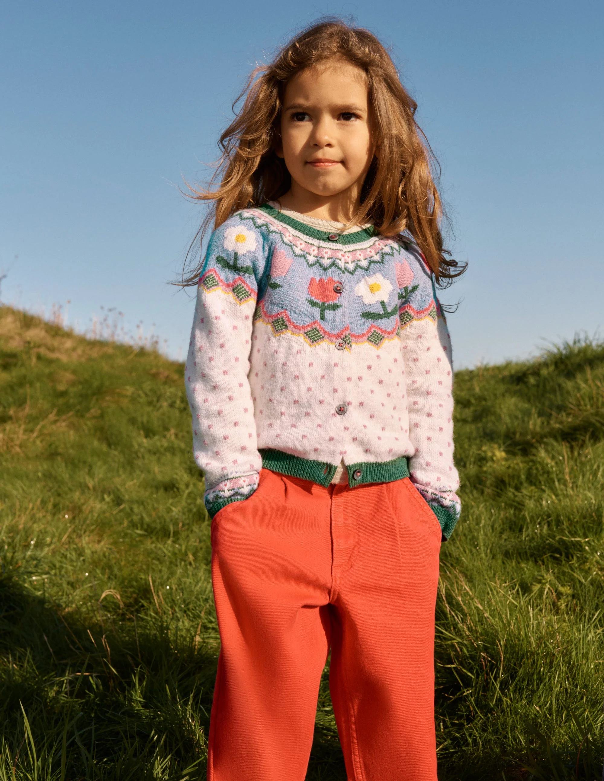 Edie Fair Isle Cardigan-Ecru Marl Spot FLowers - Image 6