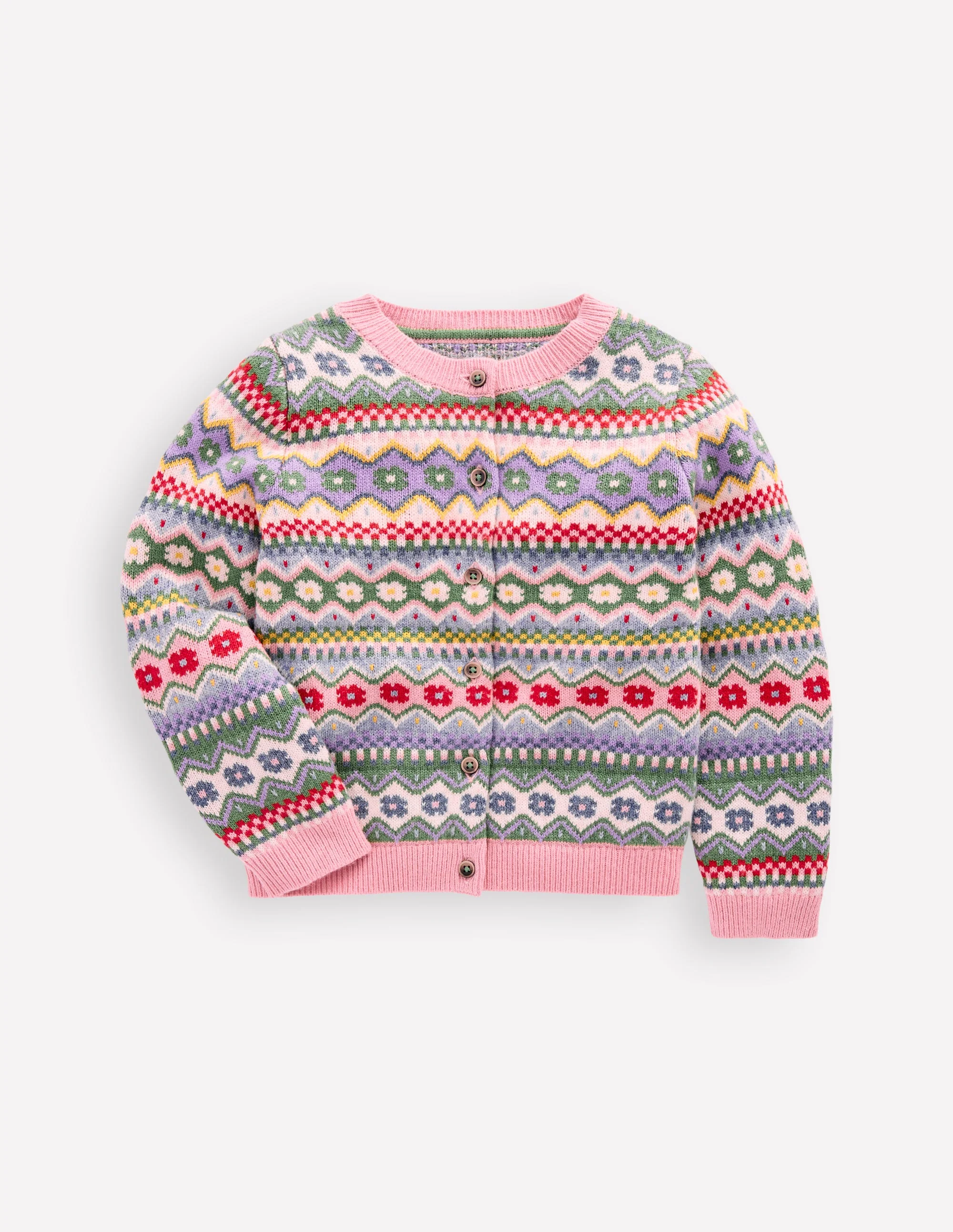 Edie Fair Isle Cardigan-Glacier Blue Pretty Flowers
