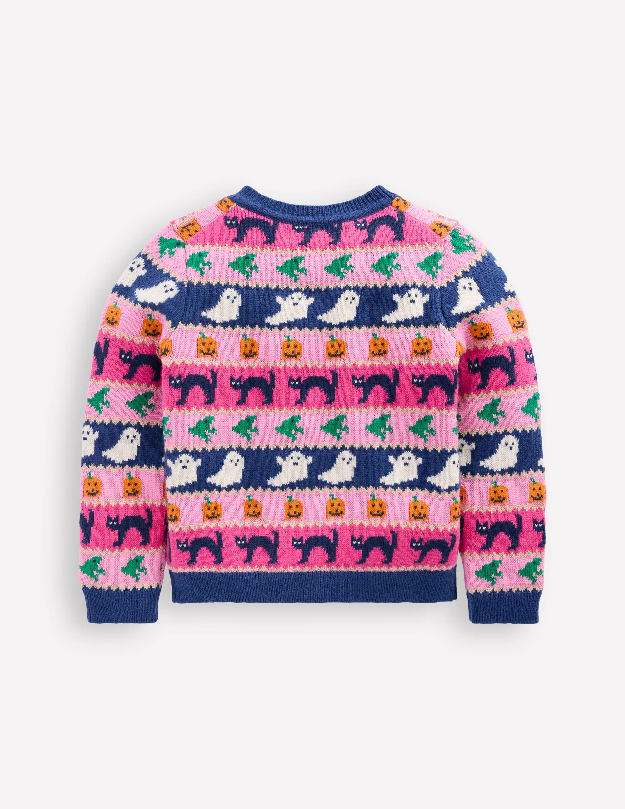 Edie Fair Isle Cardigan-Raspberry Pink Halloween - Image 2