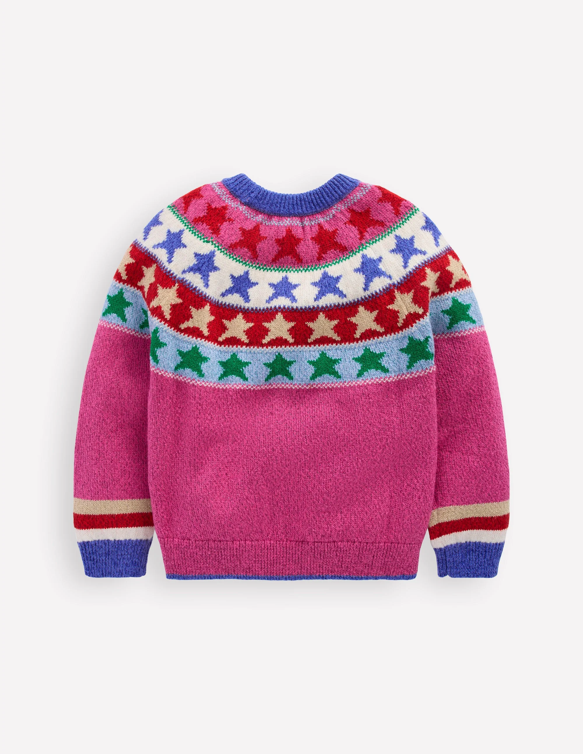 Eleanor Fair Isle Jumper-Hot Pink Sparkle Stars - Image 2