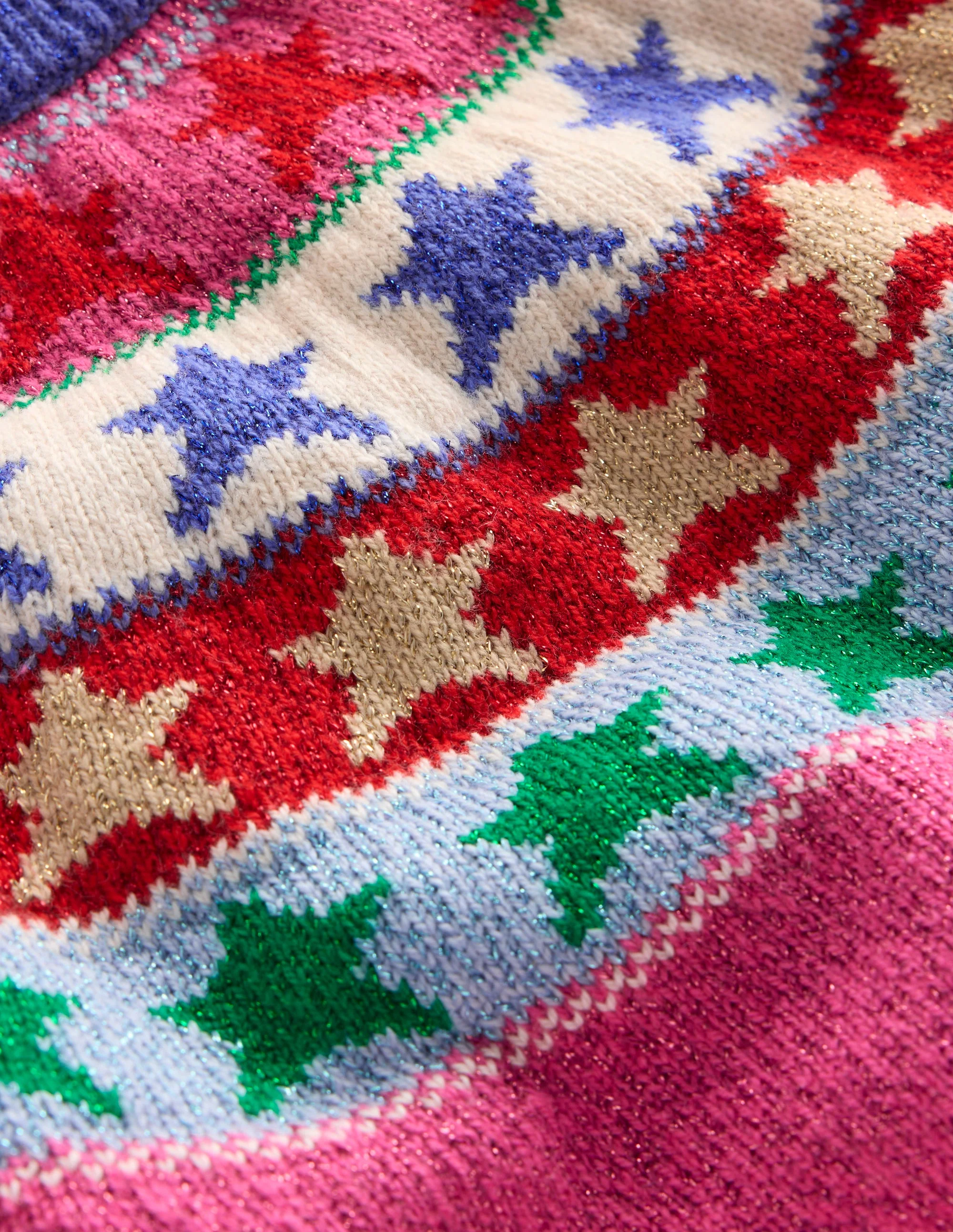 Eleanor Fair Isle Jumper-Hot Pink Sparkle Stars - Image 3