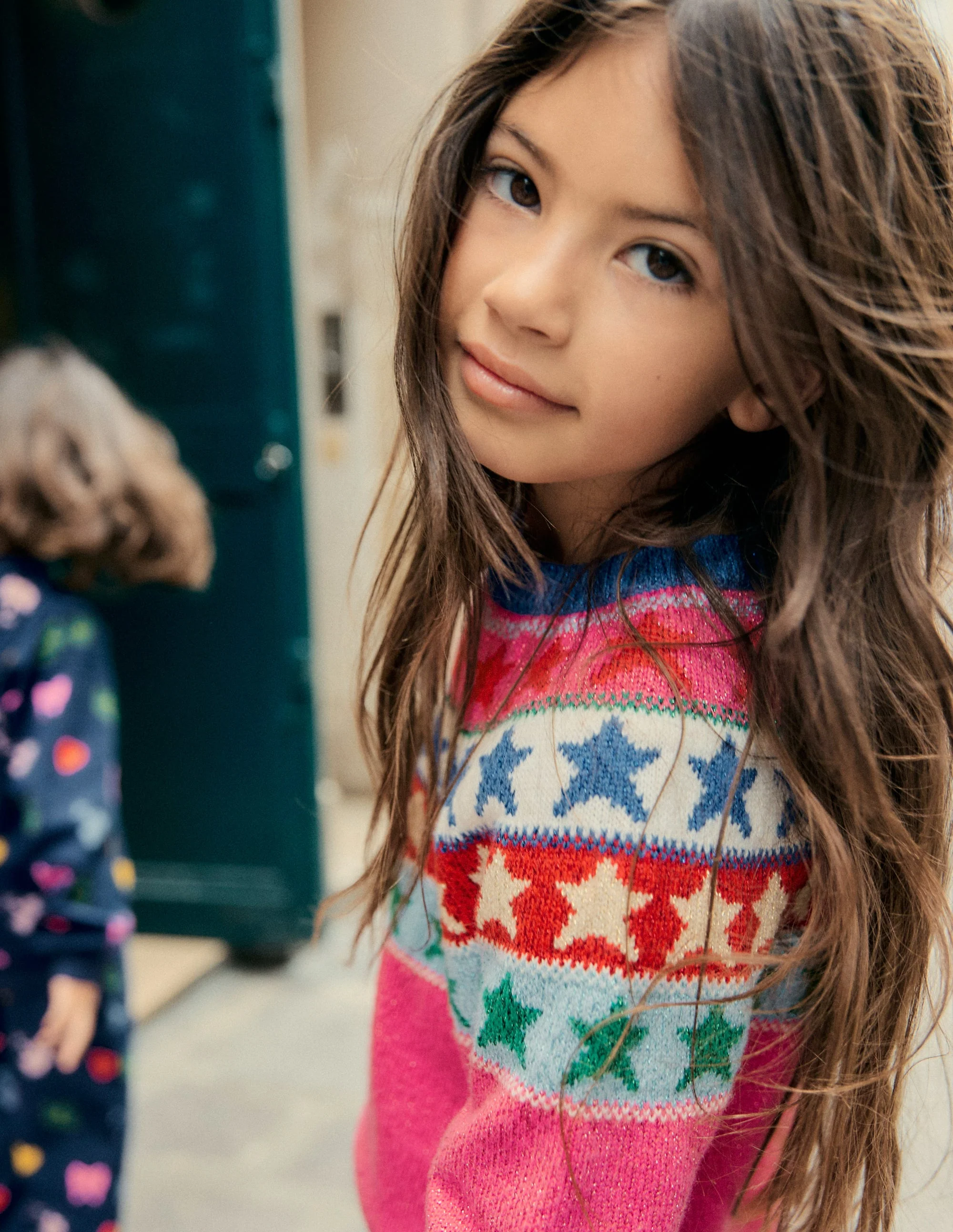 Eleanor Fair Isle Jumper-Hot Pink Sparkle Stars - Image 4