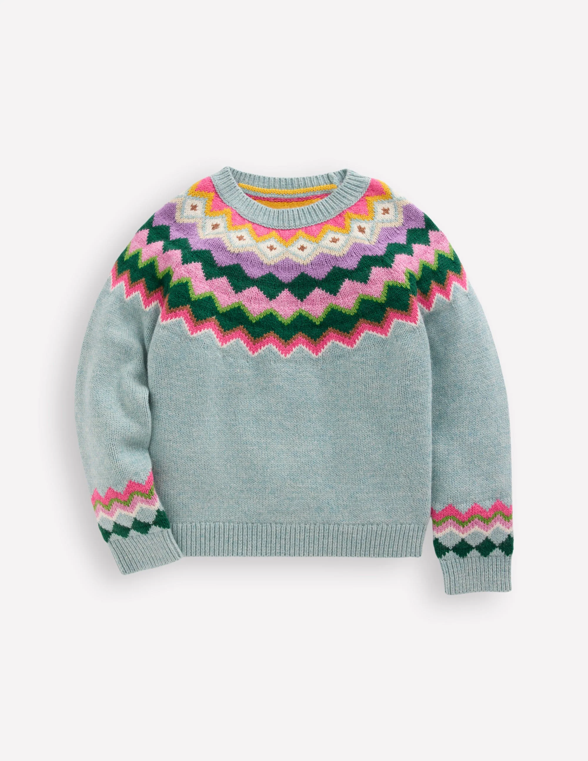 Eleanor Fair Isle Jumper-Sea Mist Blue Fair Isle - Image 3