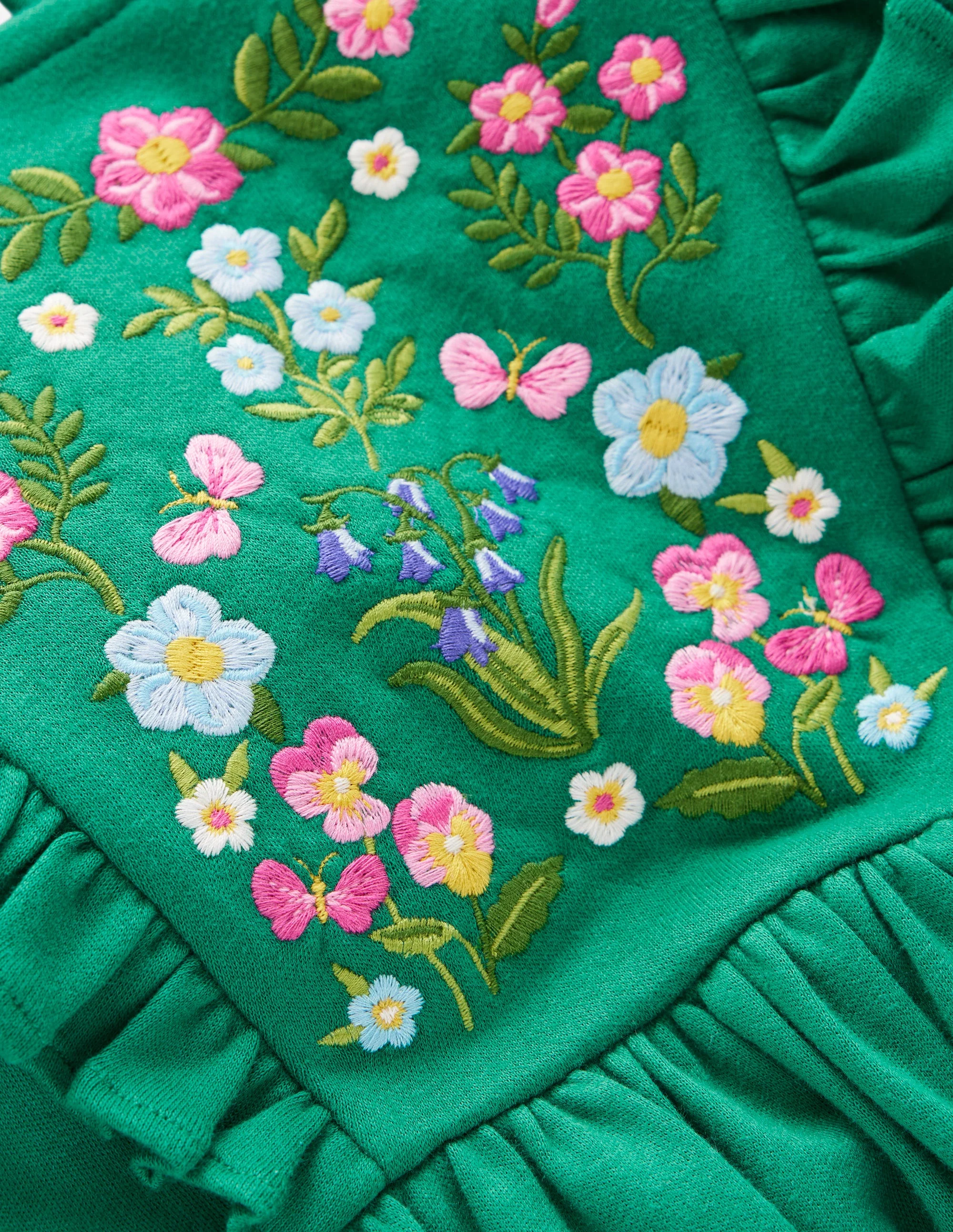 Embroidered Bodice Dress-Jewel Green - Image 3