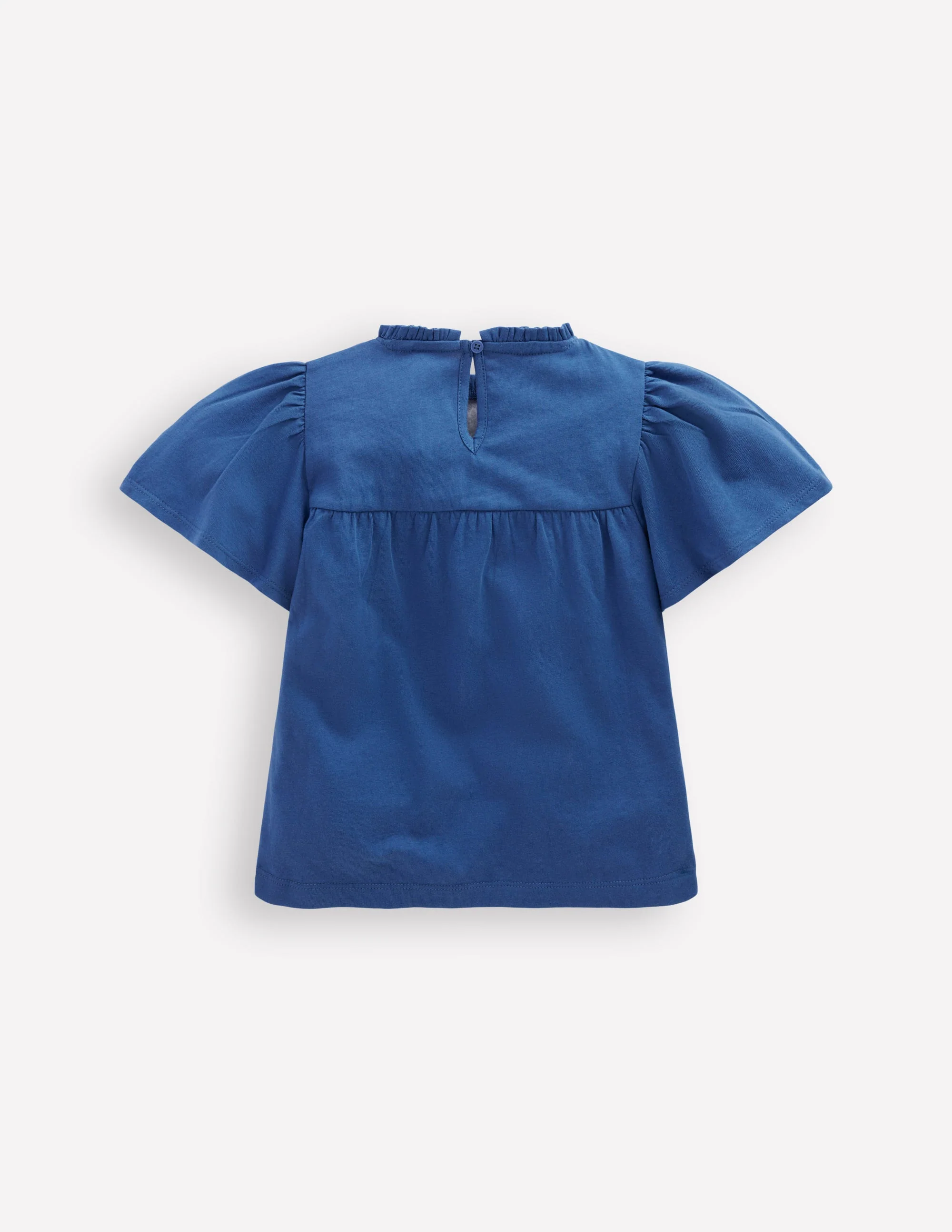 Embroidered Flutter Sleeve Top-Sapphire Blue - Image 2