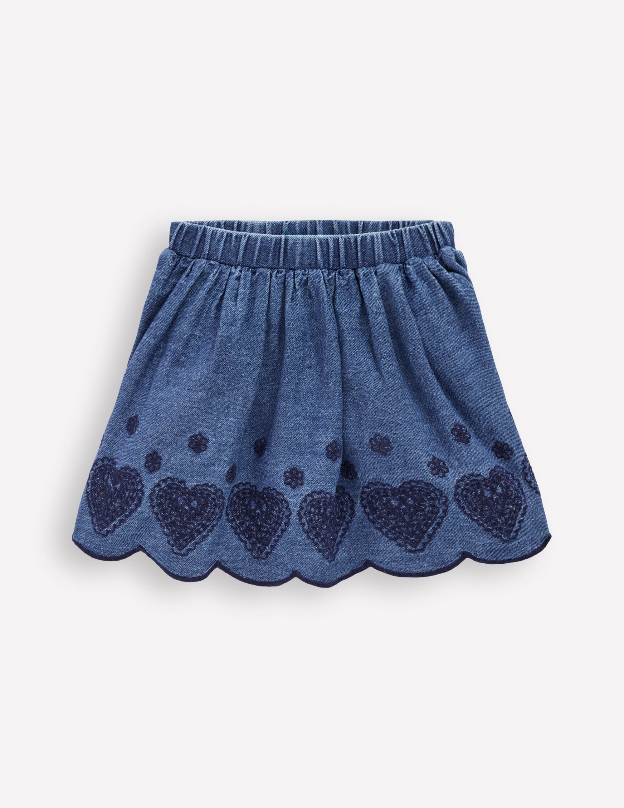 Embroidered Pull-on Skirt-Chambray - Image 3