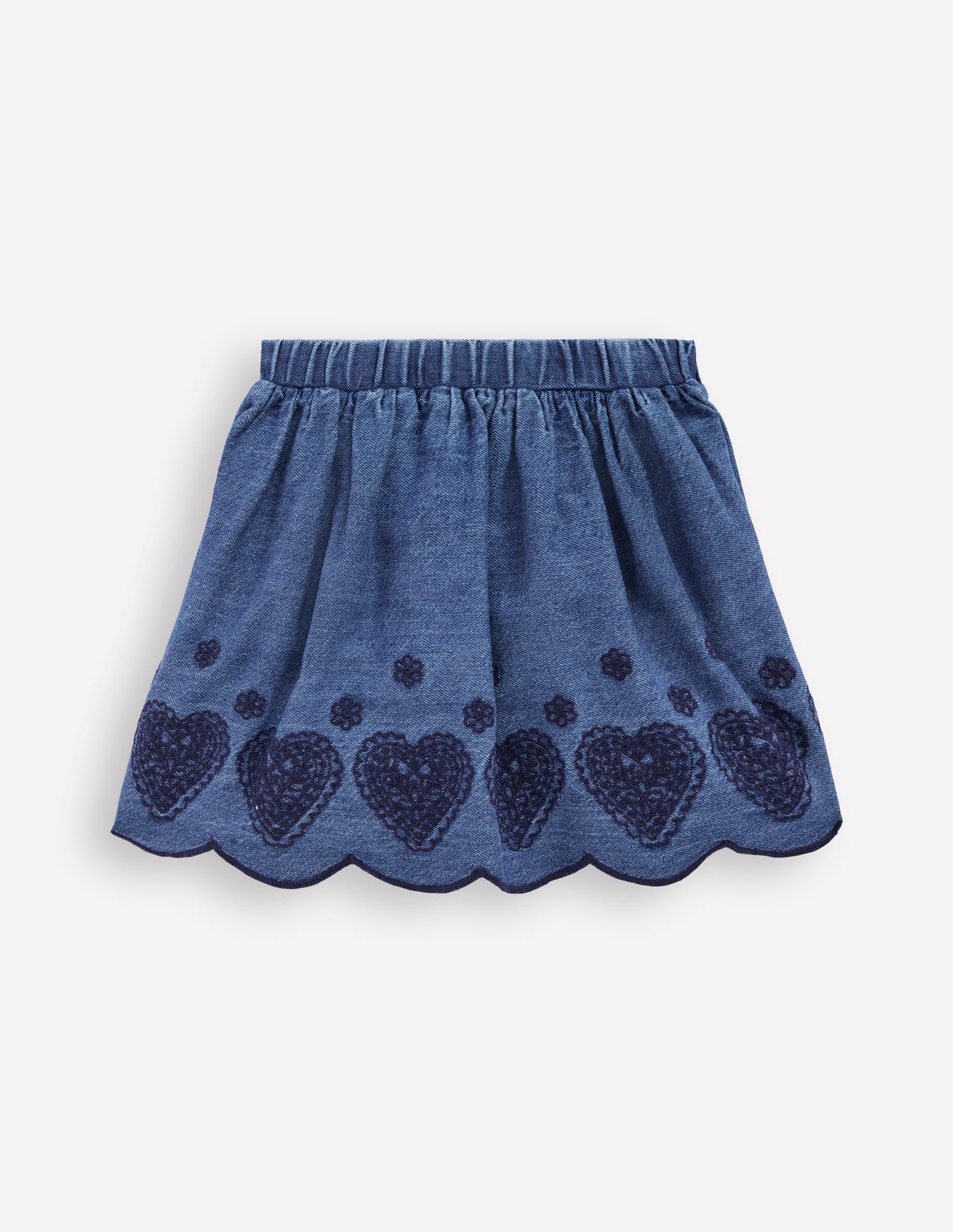 Embroidered Pull-on Skirt-Chambray - Image 4