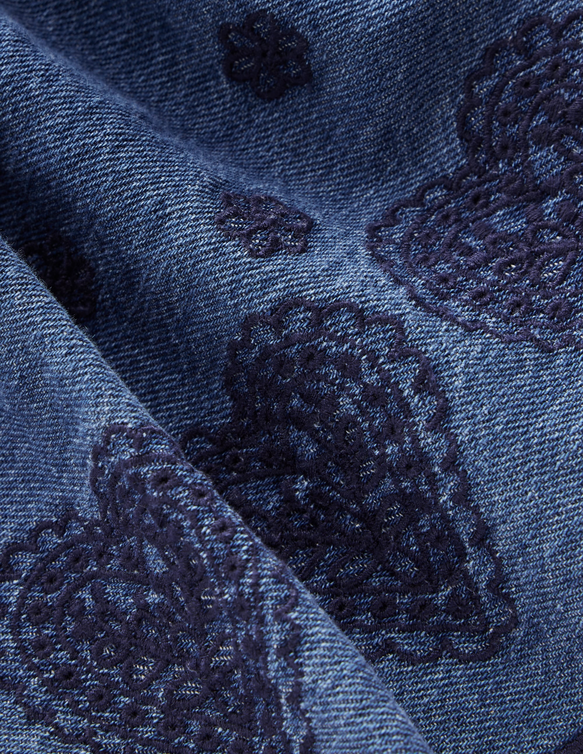 Embroidered Pull-on Skirt-Chambray - Image 5