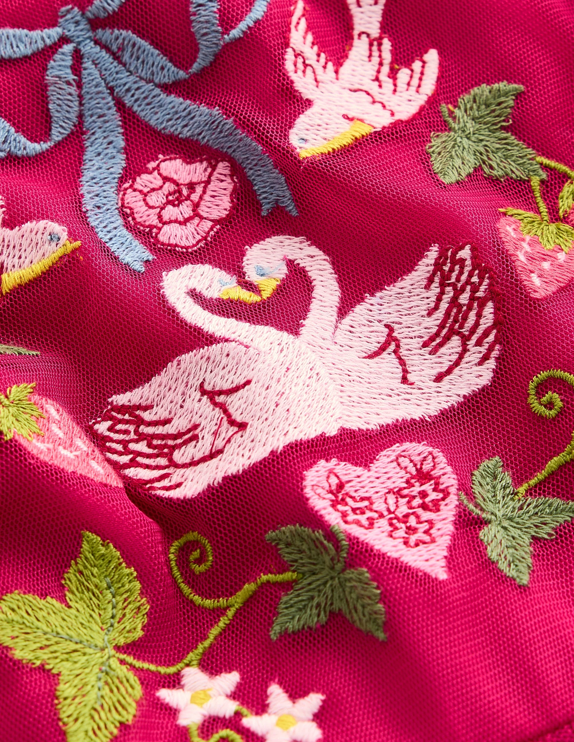Embroidered Tulle Dress-Cherry Jam Lovebirds - Image 3