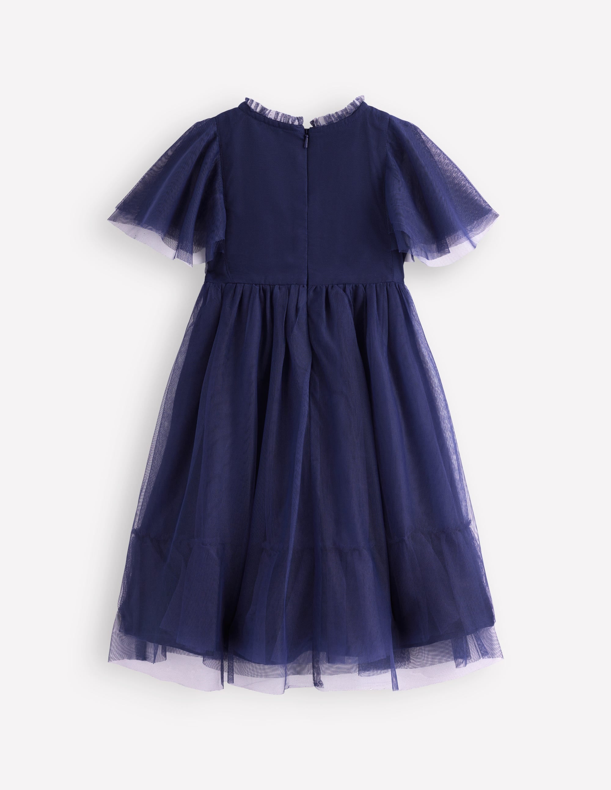 Embroidered Tulle Dress-College Navy - Image 2