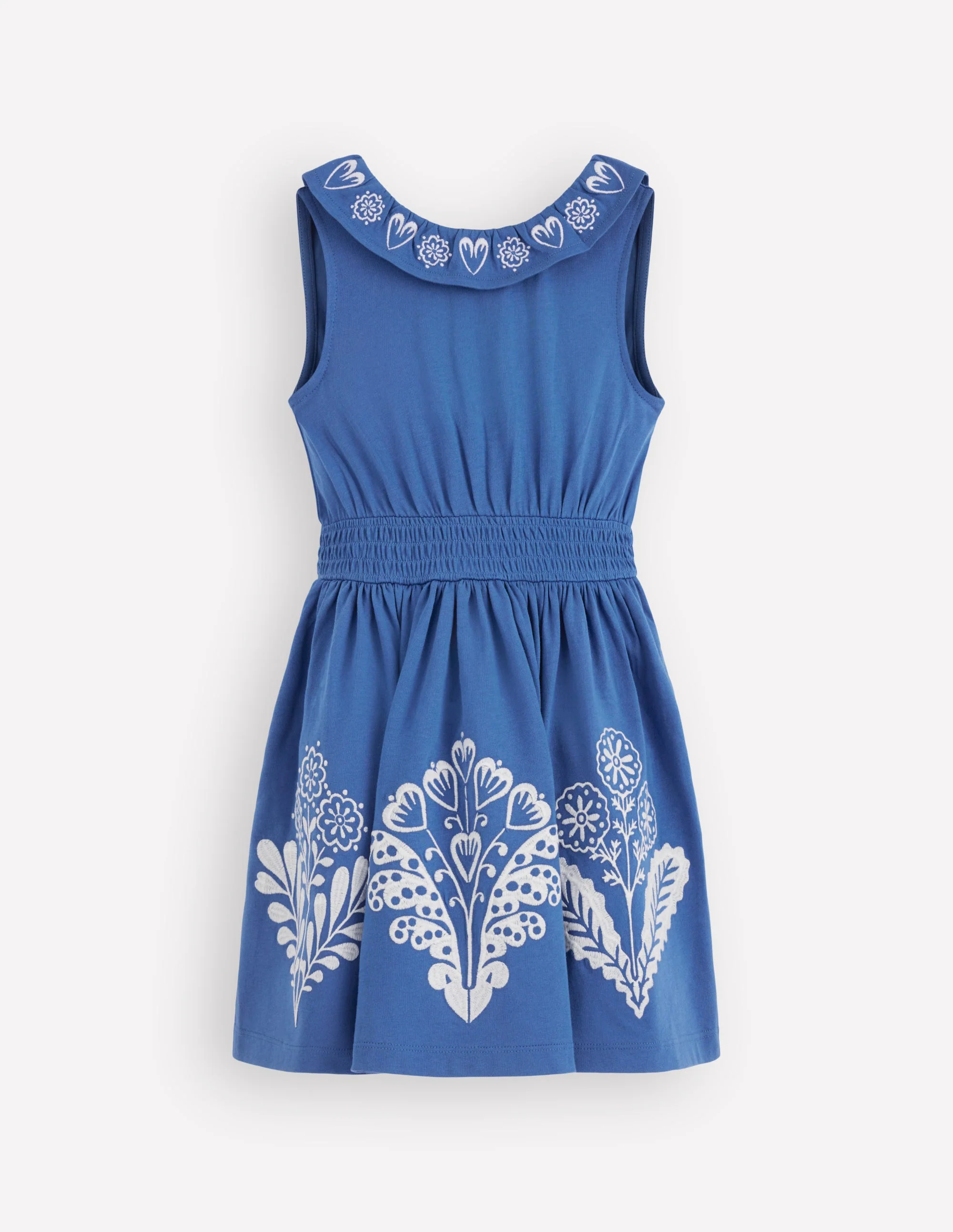 Embroidered V-back dress-Bright Blue Embroidery