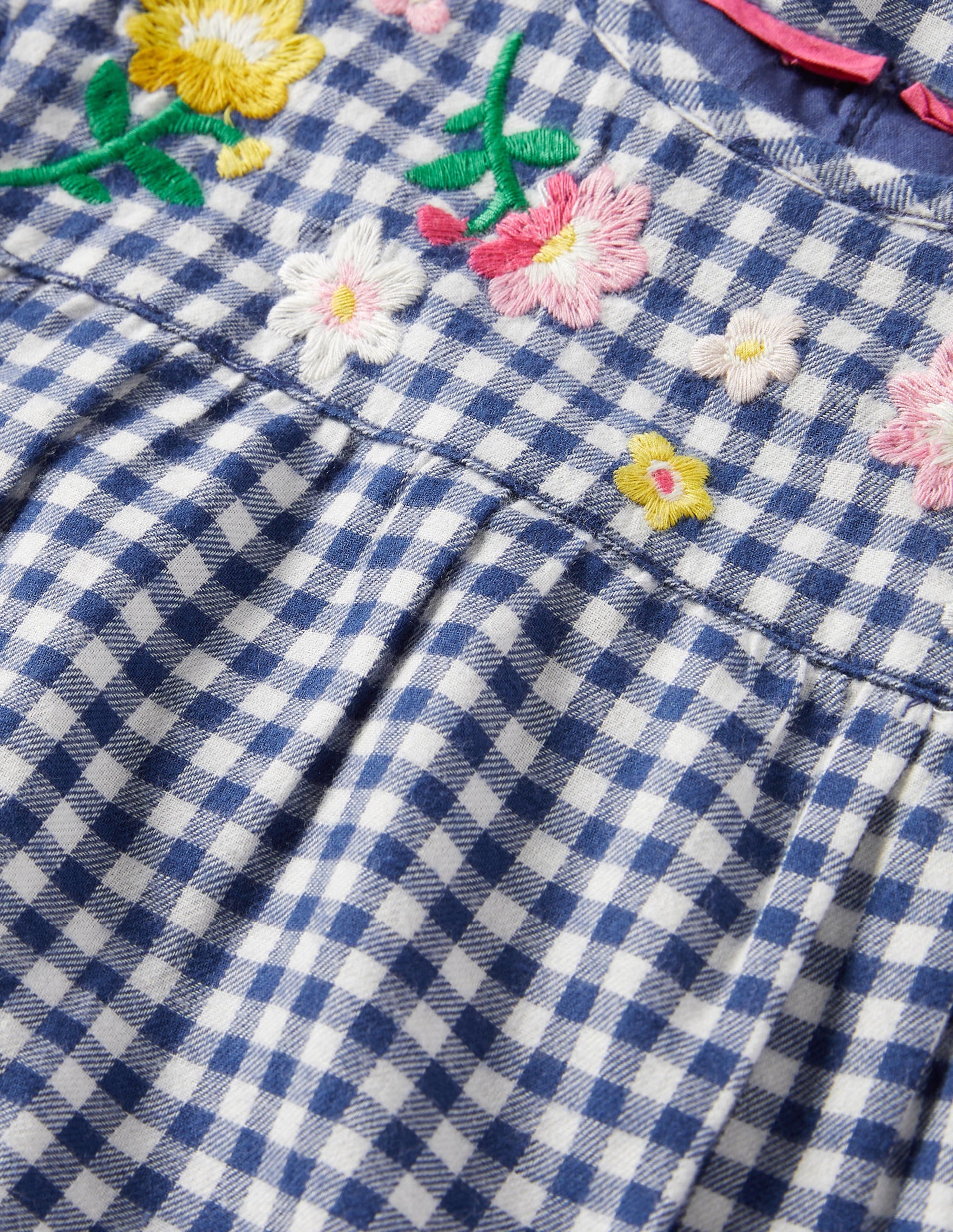 Embroidered Woven Dress-Starboard Blue Gingham - Image 3