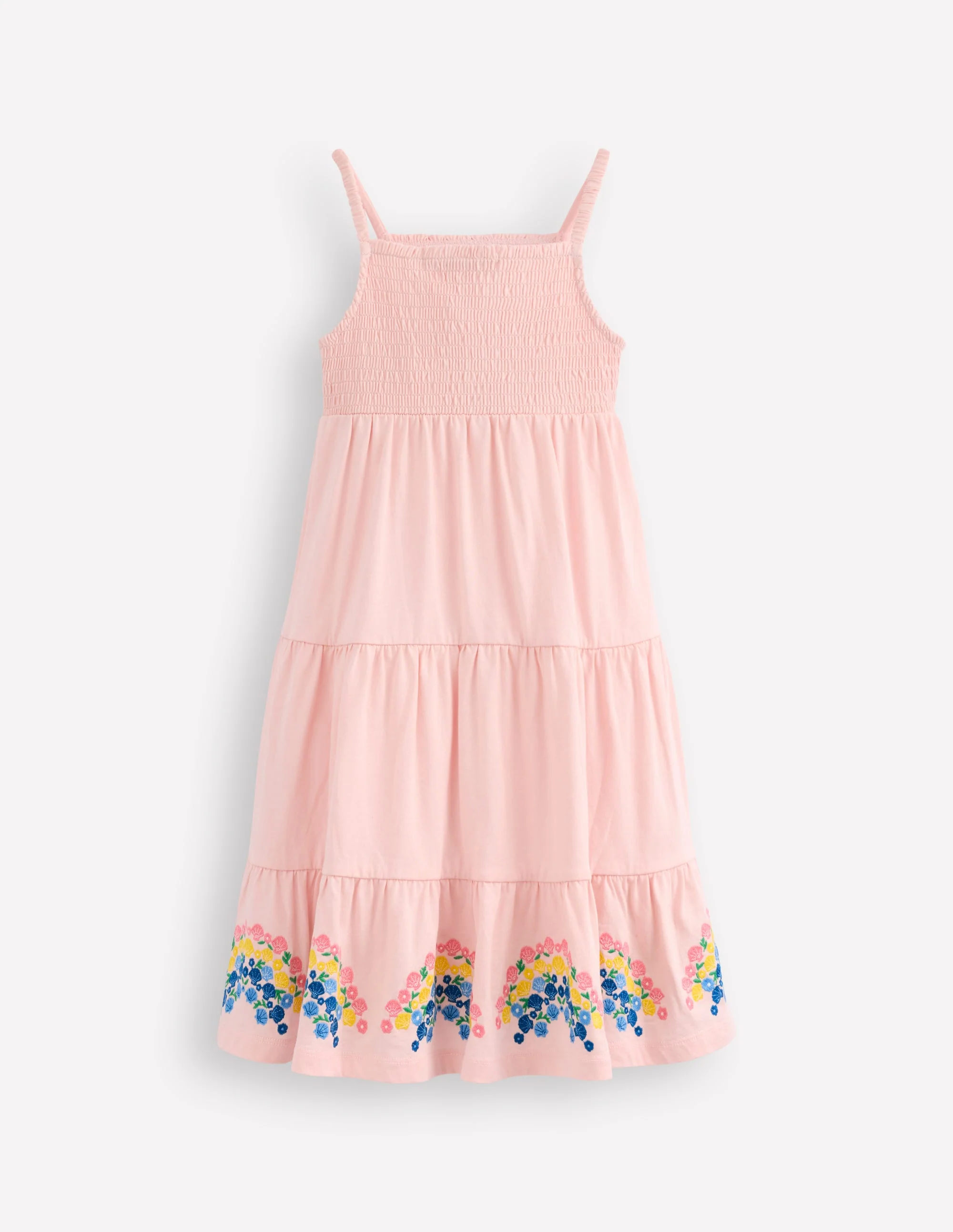 Enza Broderie Hem Jersey Dress-Chalk Pink Rainbows - Image 2