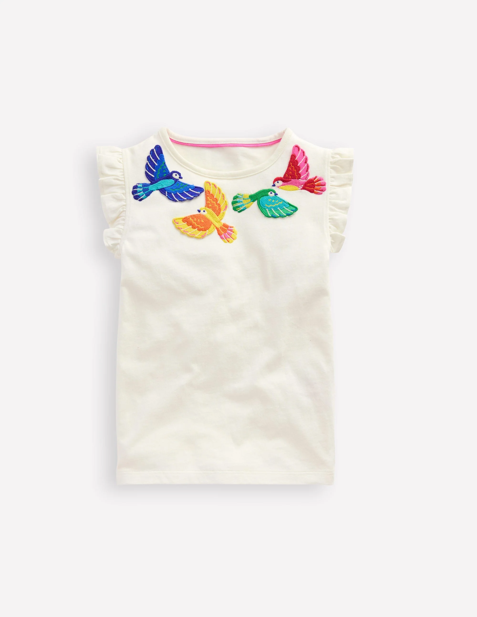 Flutter Short Sleeve T-shirt-Ivory Birds