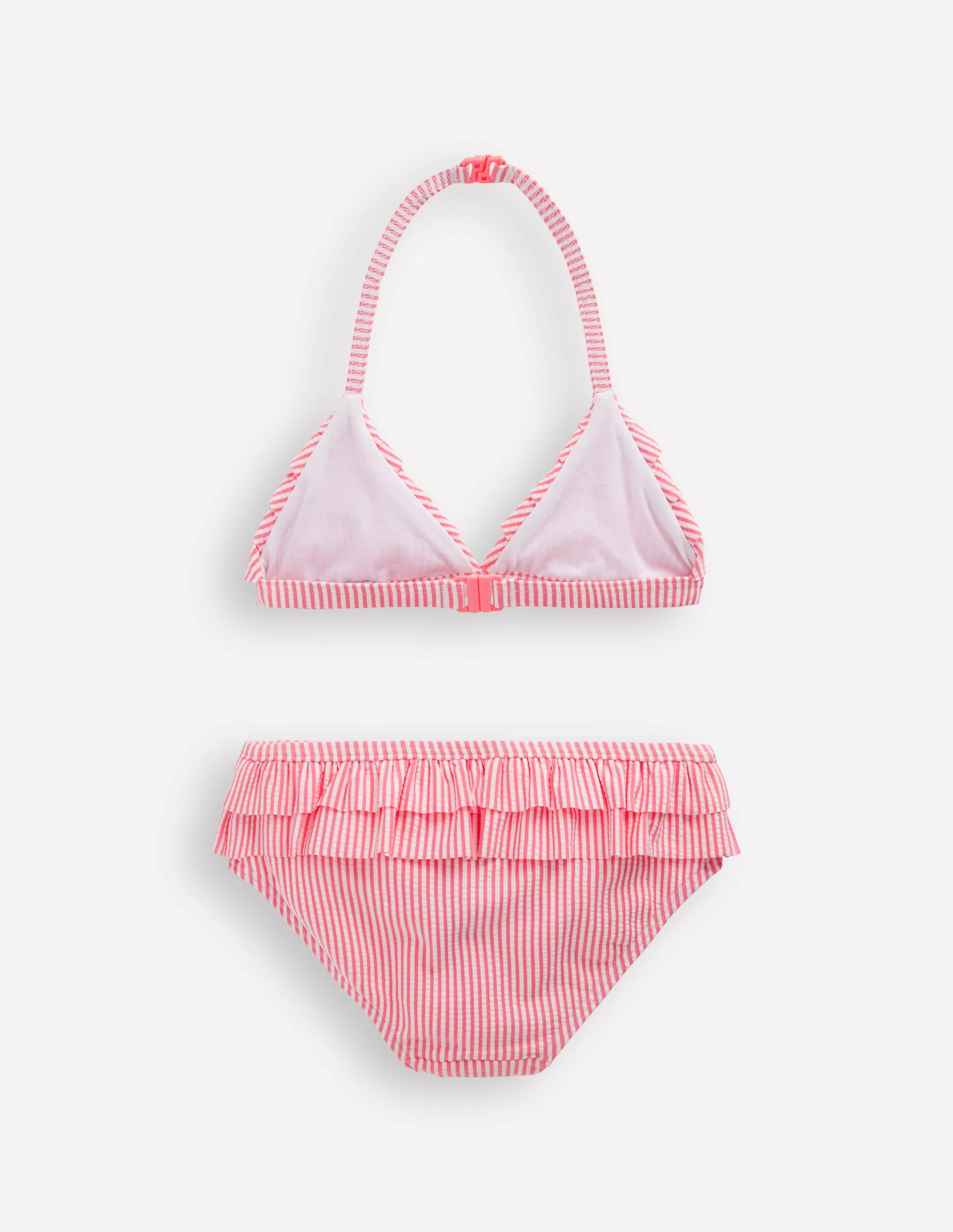 Frill Bikini-Salmon Pink Stripe - Image 2