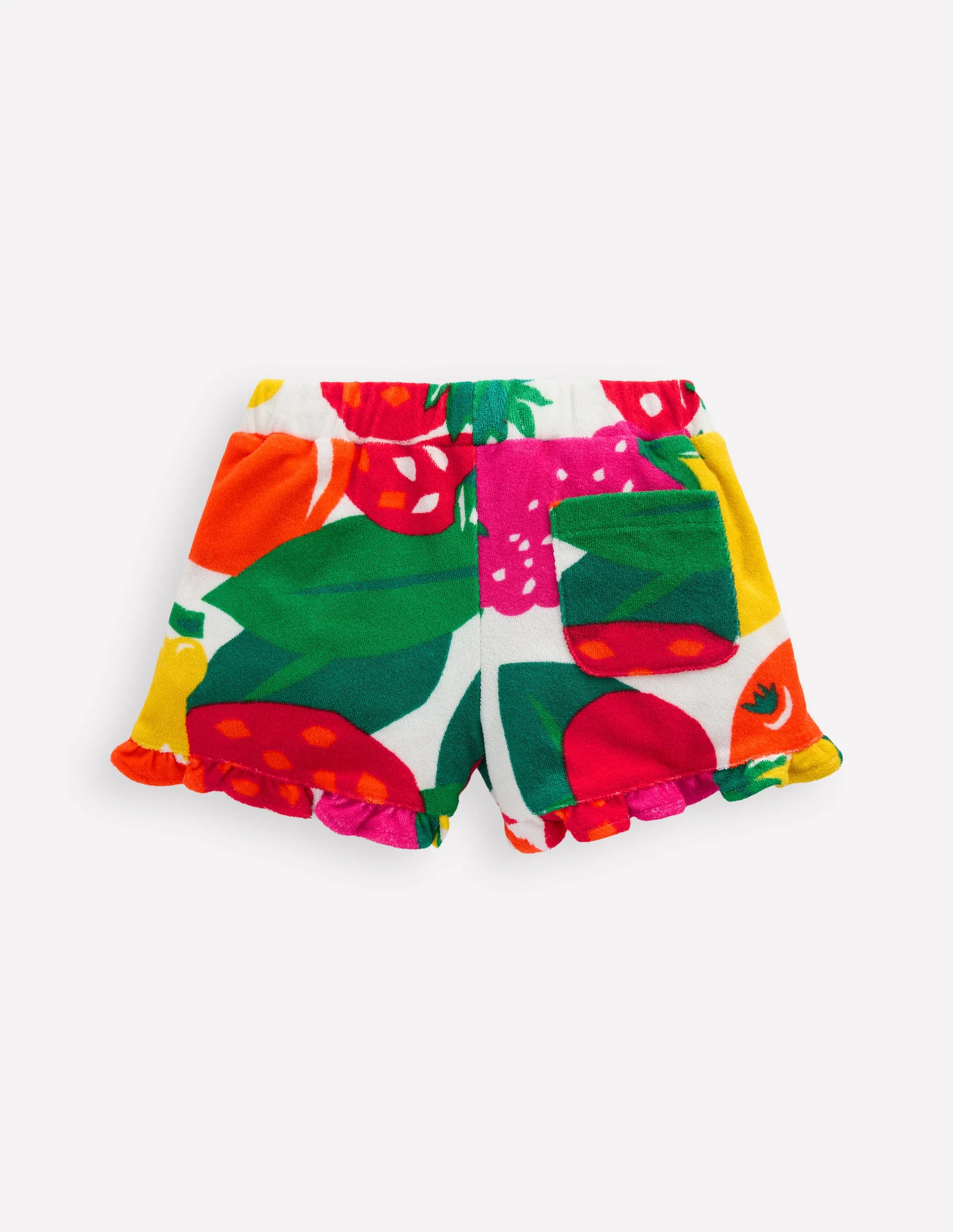 Frill Hem Towelling Shorts-Multi Giant Fruit - Image 2