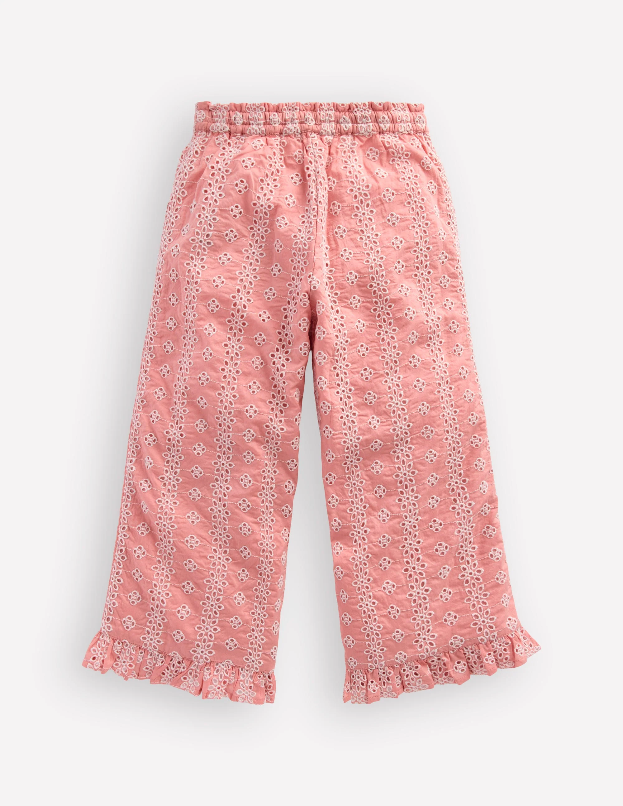 Frill Hem Trousers-Pink Broderie - Image 2