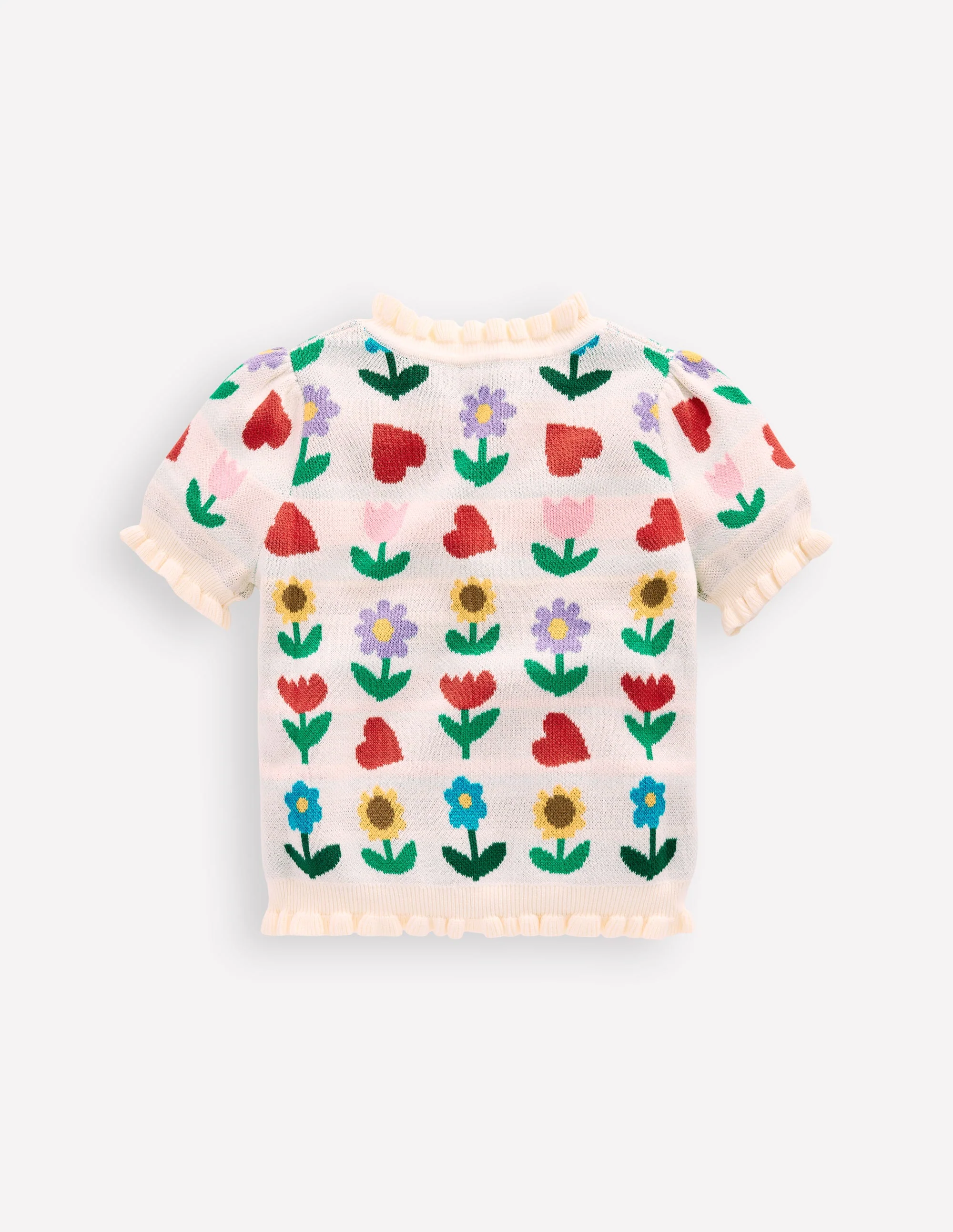Frill Knitted Top-Ecru Marl Sunflower Garden - Image 5