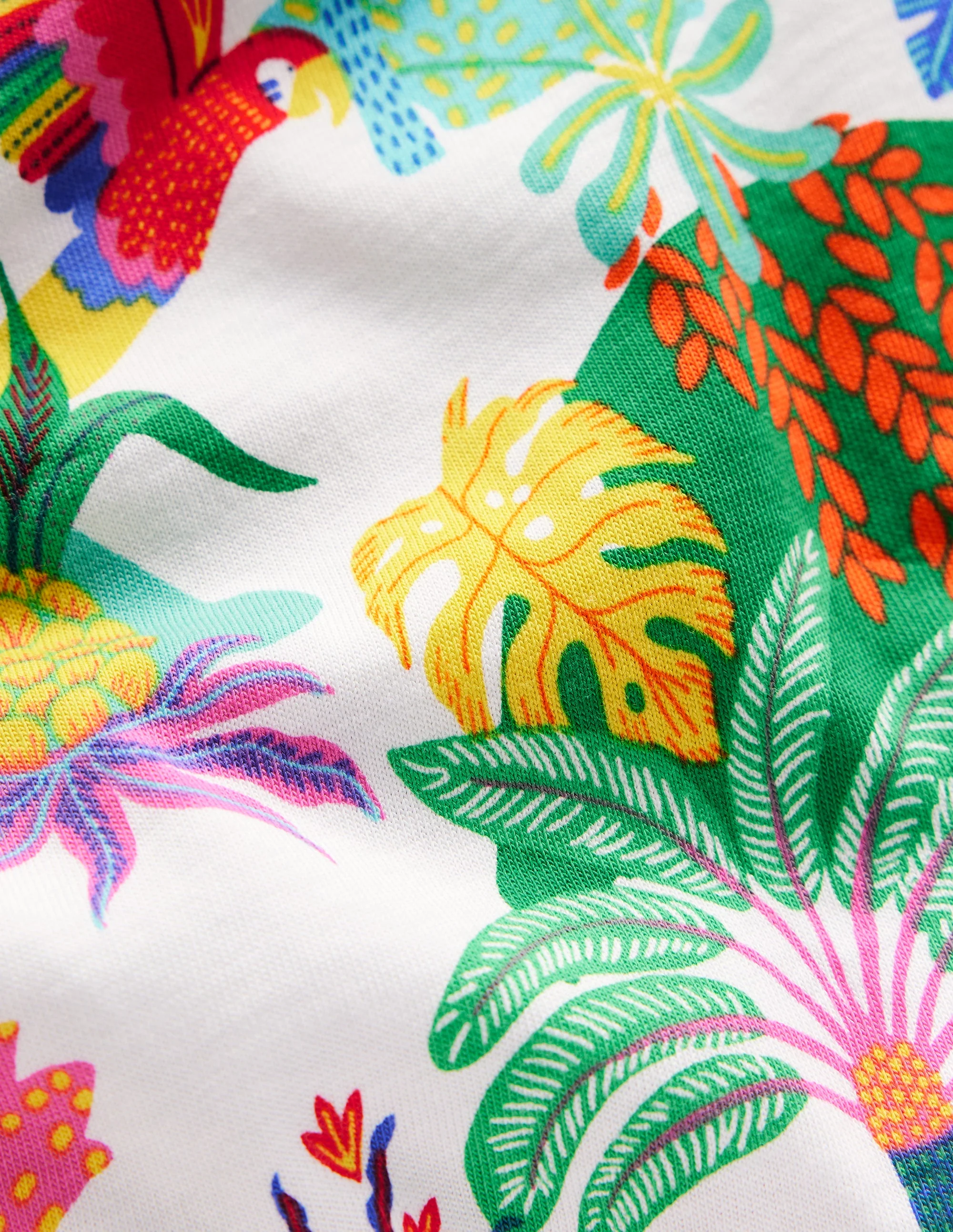 Frill Sleeve Printed Tee-Soft Ivory Multi Jungle - Image 3