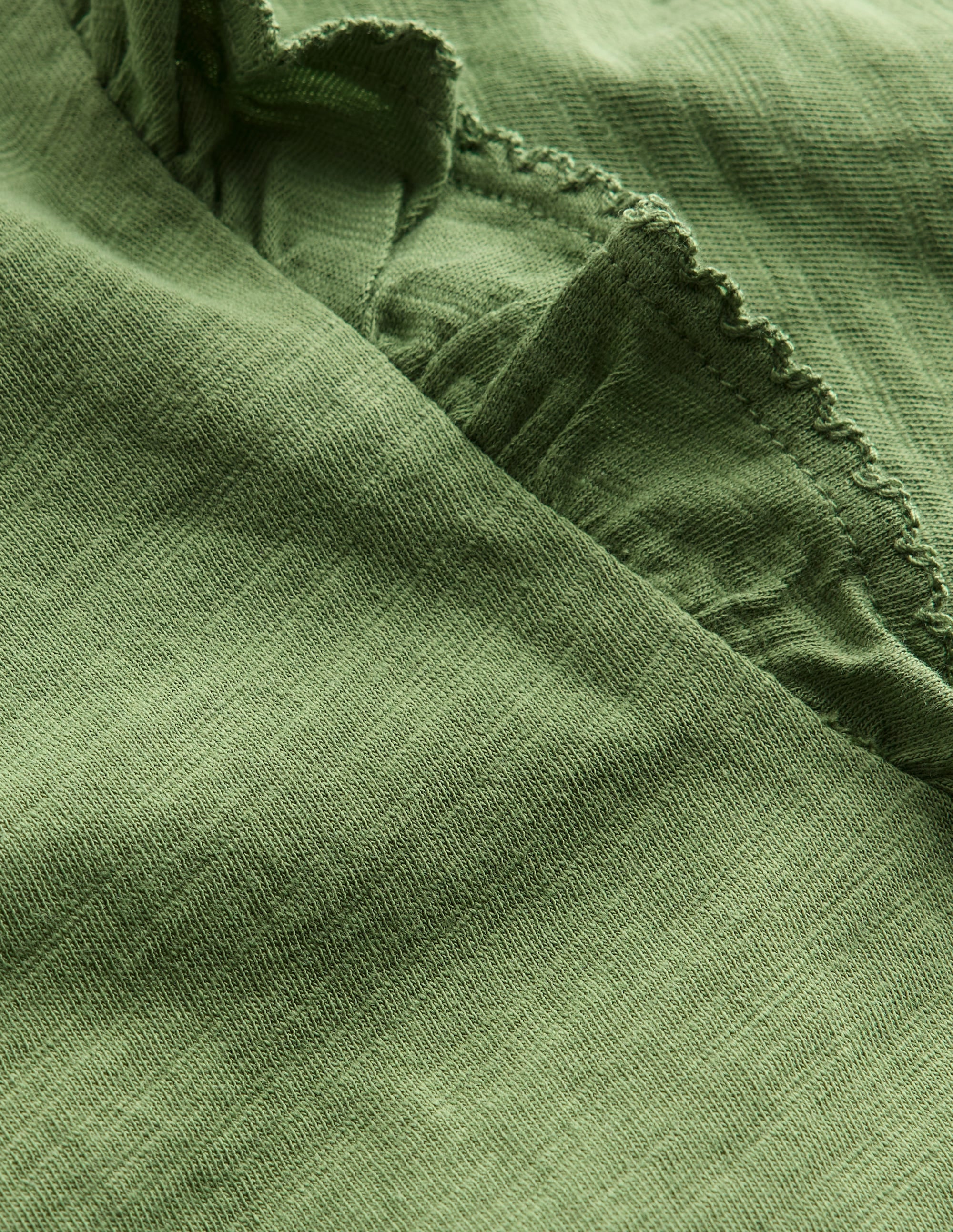 Frill Sleeve Slub Top-Safari Green - Image 3