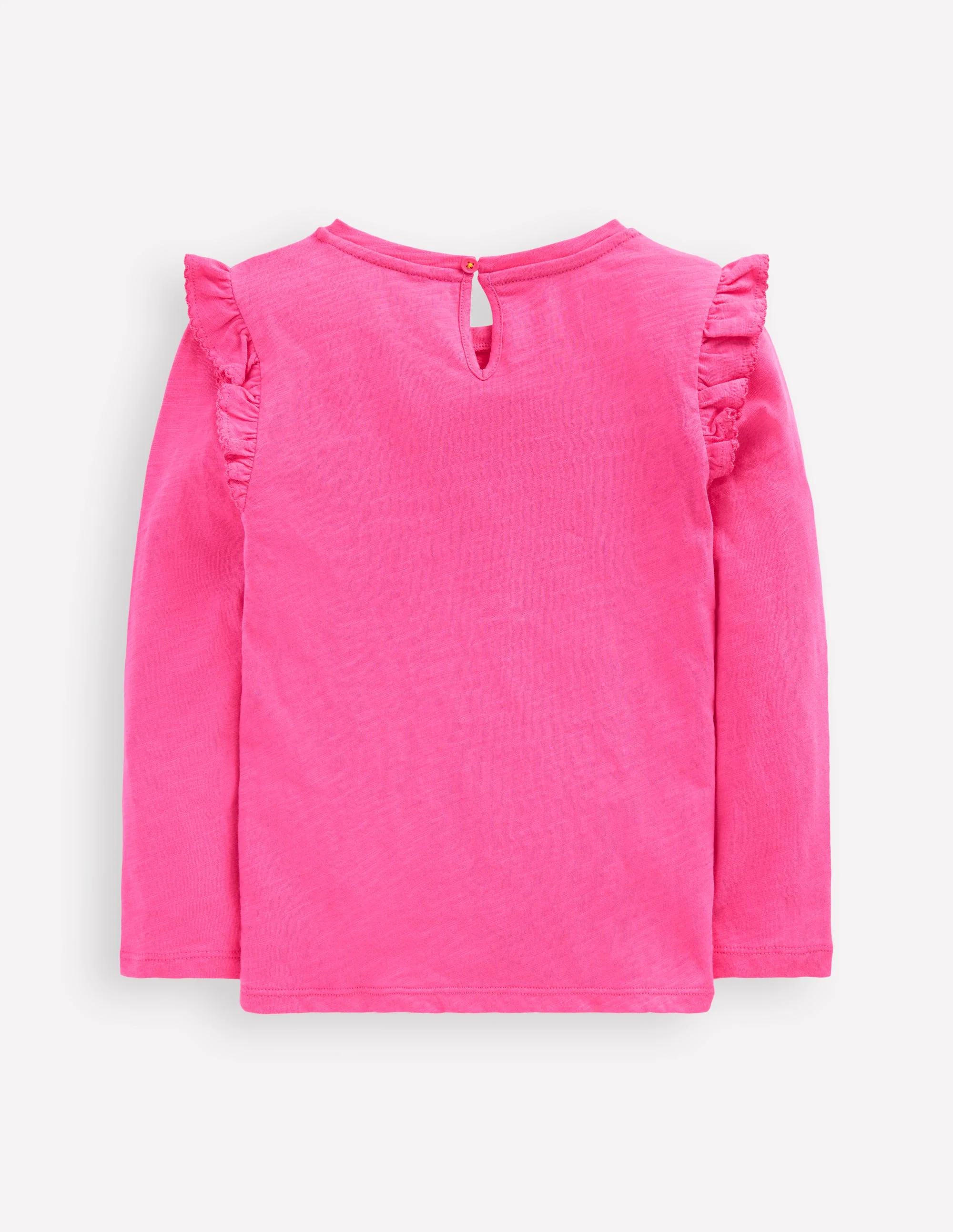 Frill Sleeve Slub Top-Sorbet Pink - Image 2