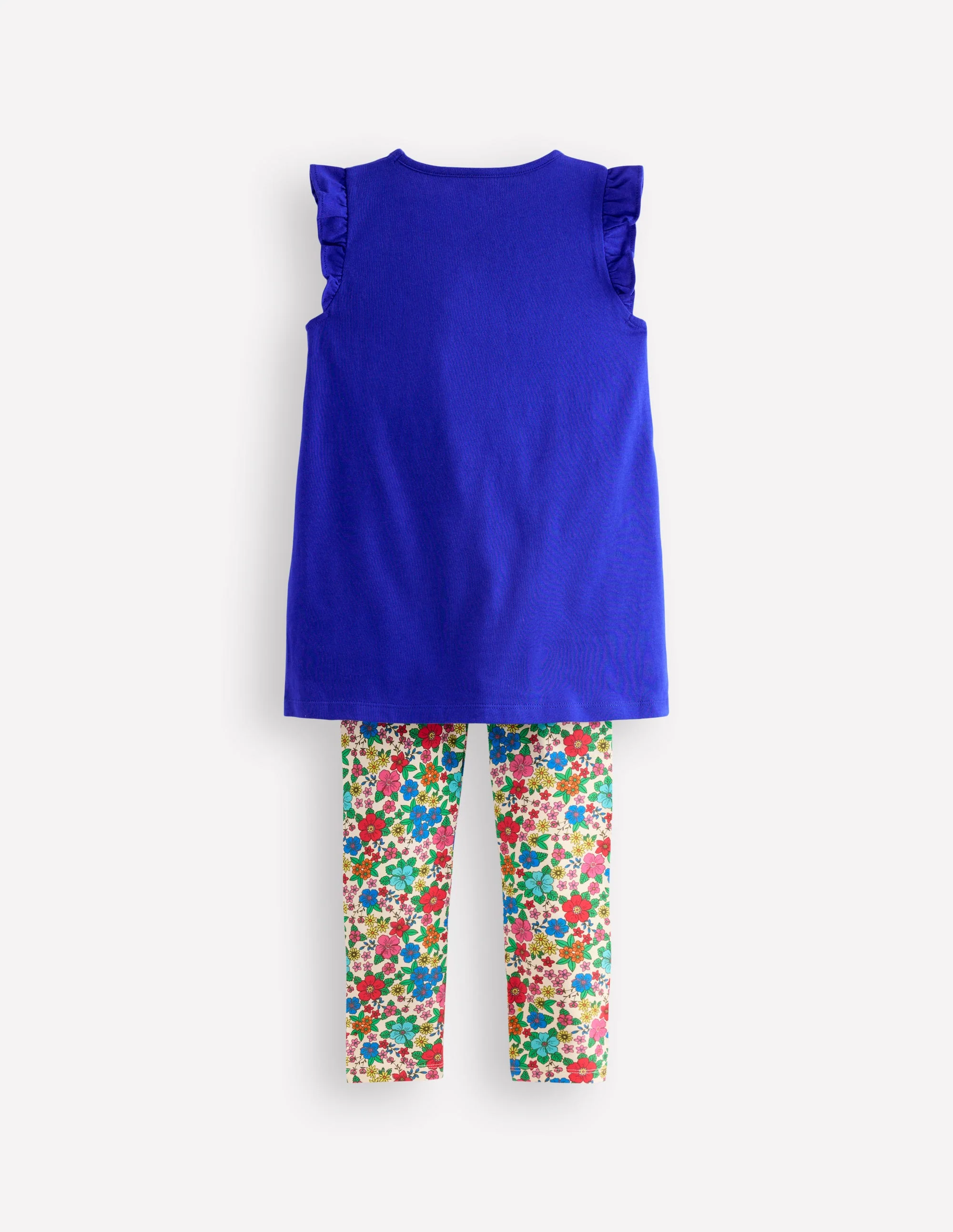Frill Sleeve Tunic Set-Bright Blue Embroidery - Image 2