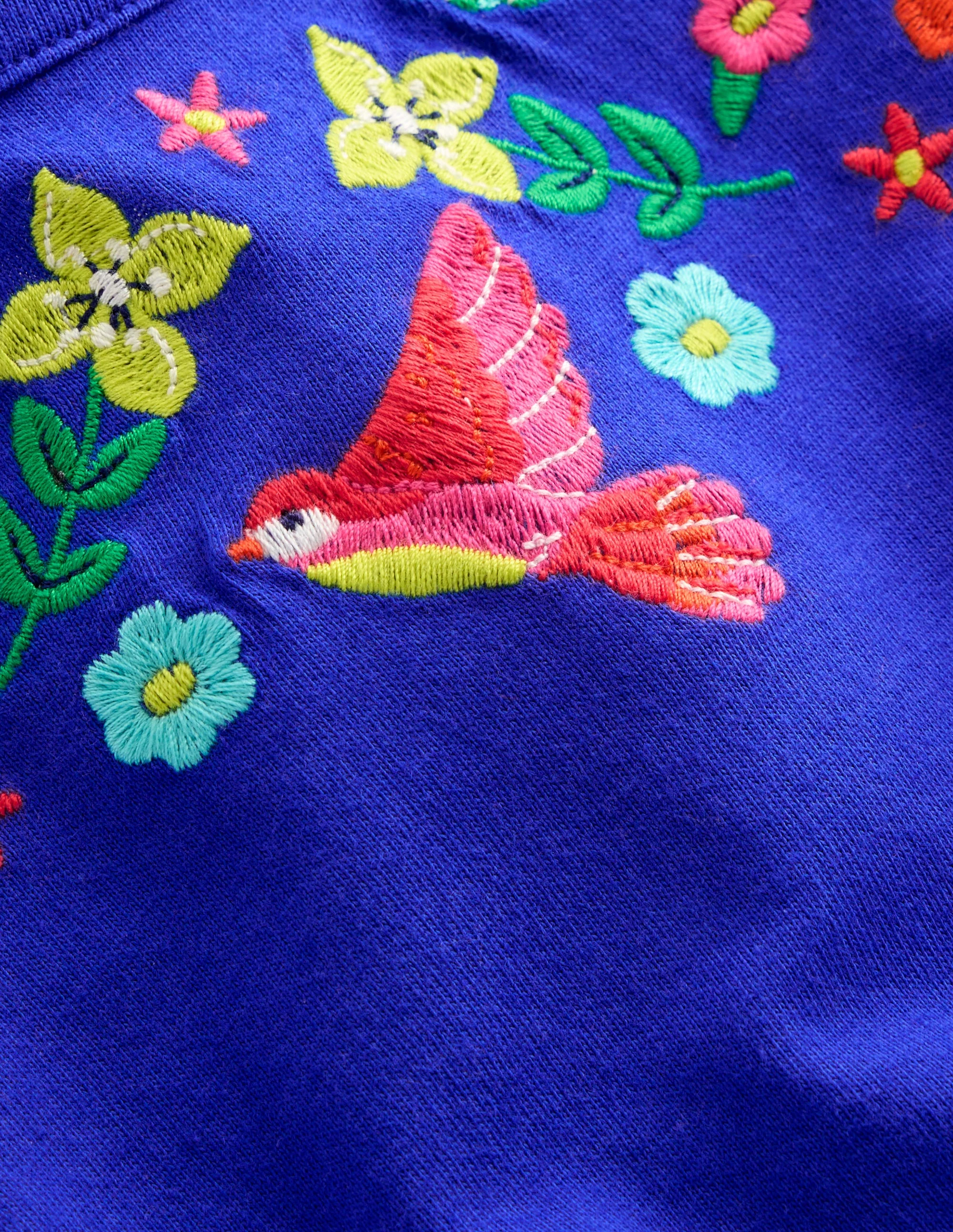 Frill Sleeve Tunic Set-Bright Blue Embroidery - Image 3