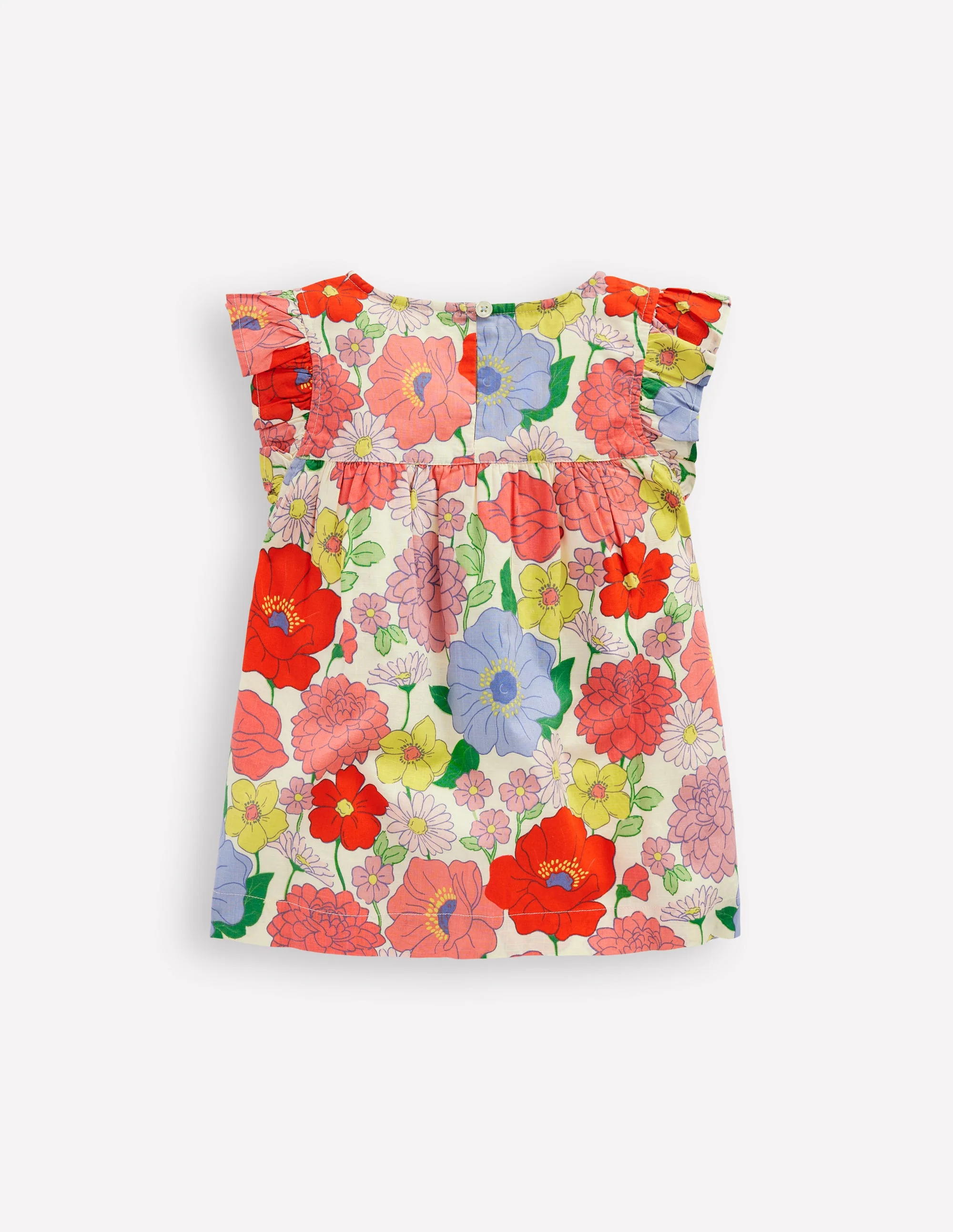 Frill Sleeve Woven Top-Multi Summer Garden - Image 5