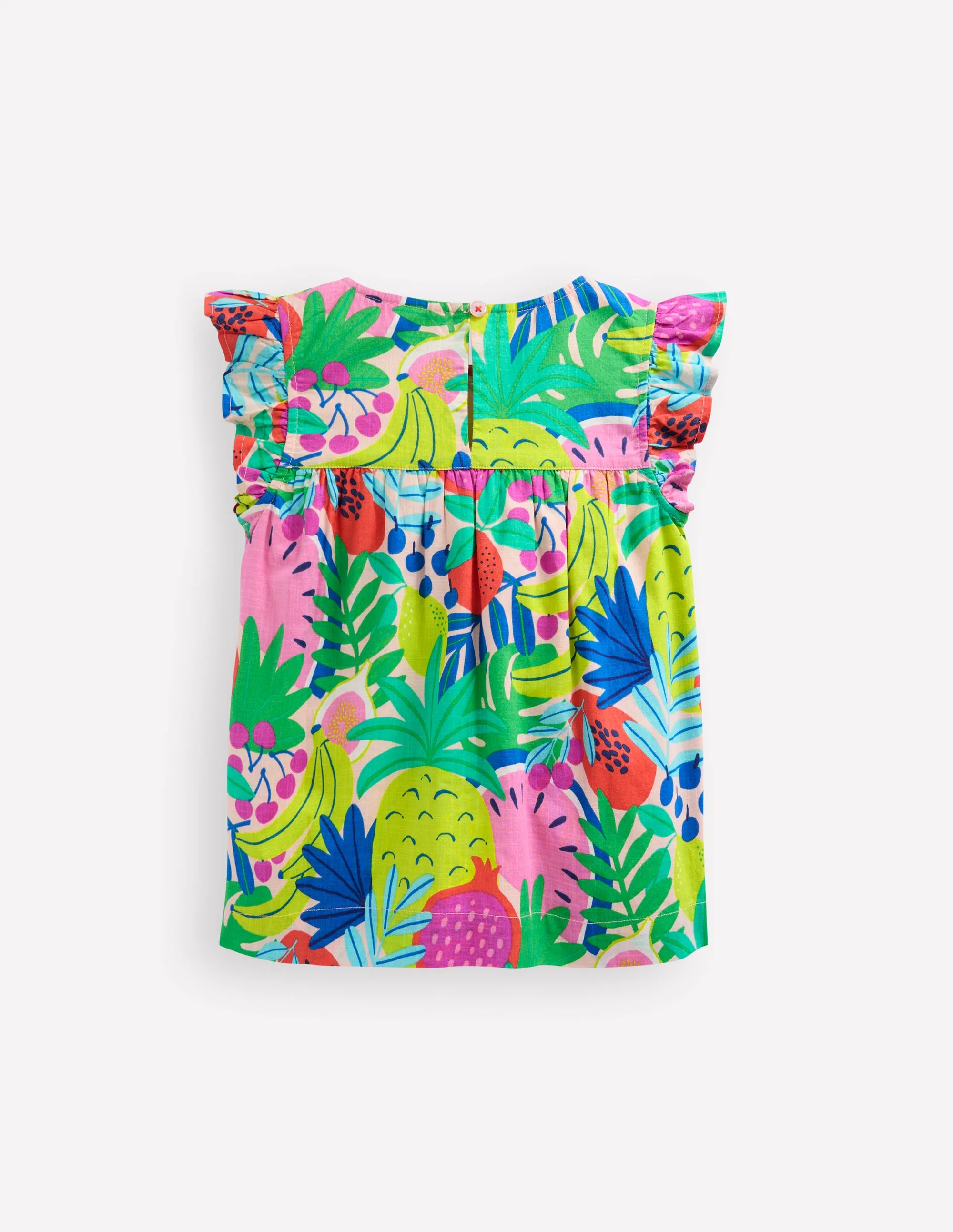 Frill Sleeve Woven Top-Multi Tropical Fruit - Image 2