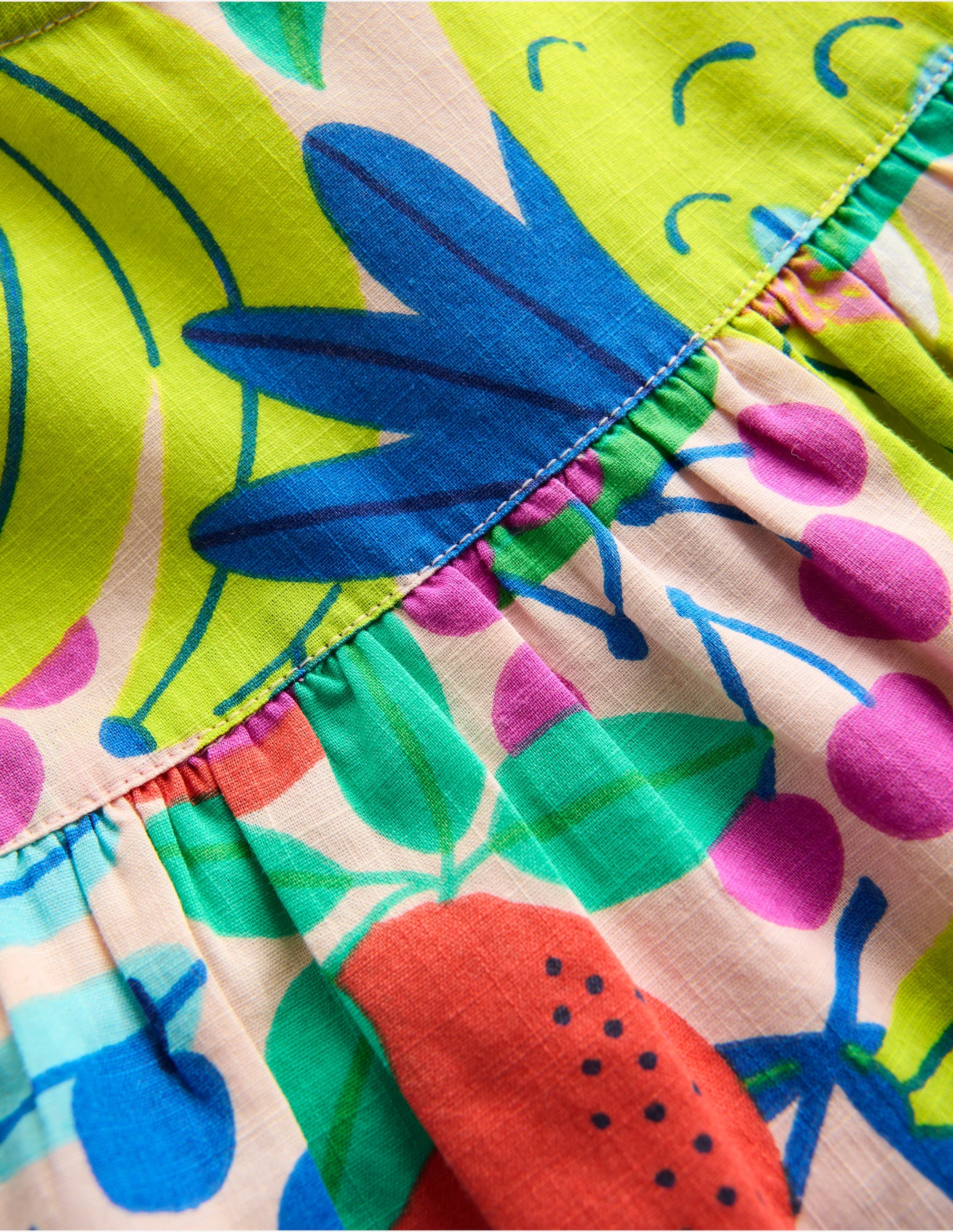 Frill Sleeve Woven Top-Multi Tropical Fruit - Image 3