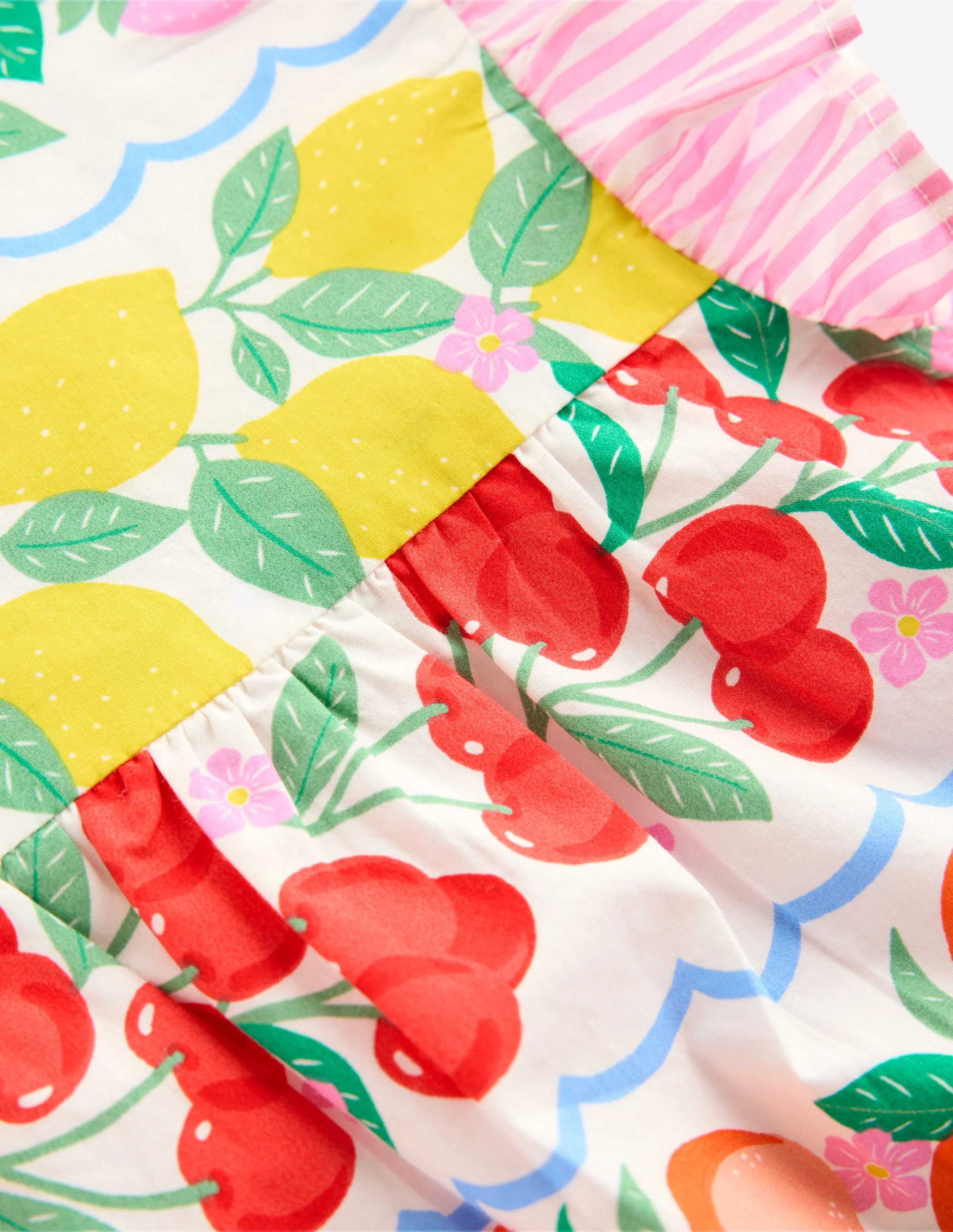 Frill Sleeve Woven Top-Rainbow Fruit Stripe - Image 3