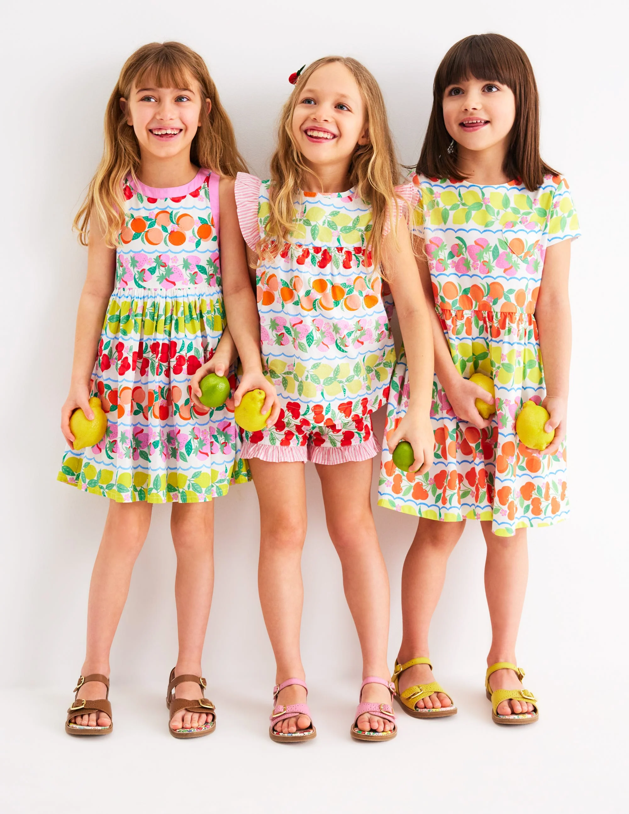 Frill Sleeve Woven Top-Rainbow Fruit Stripe - Image 4