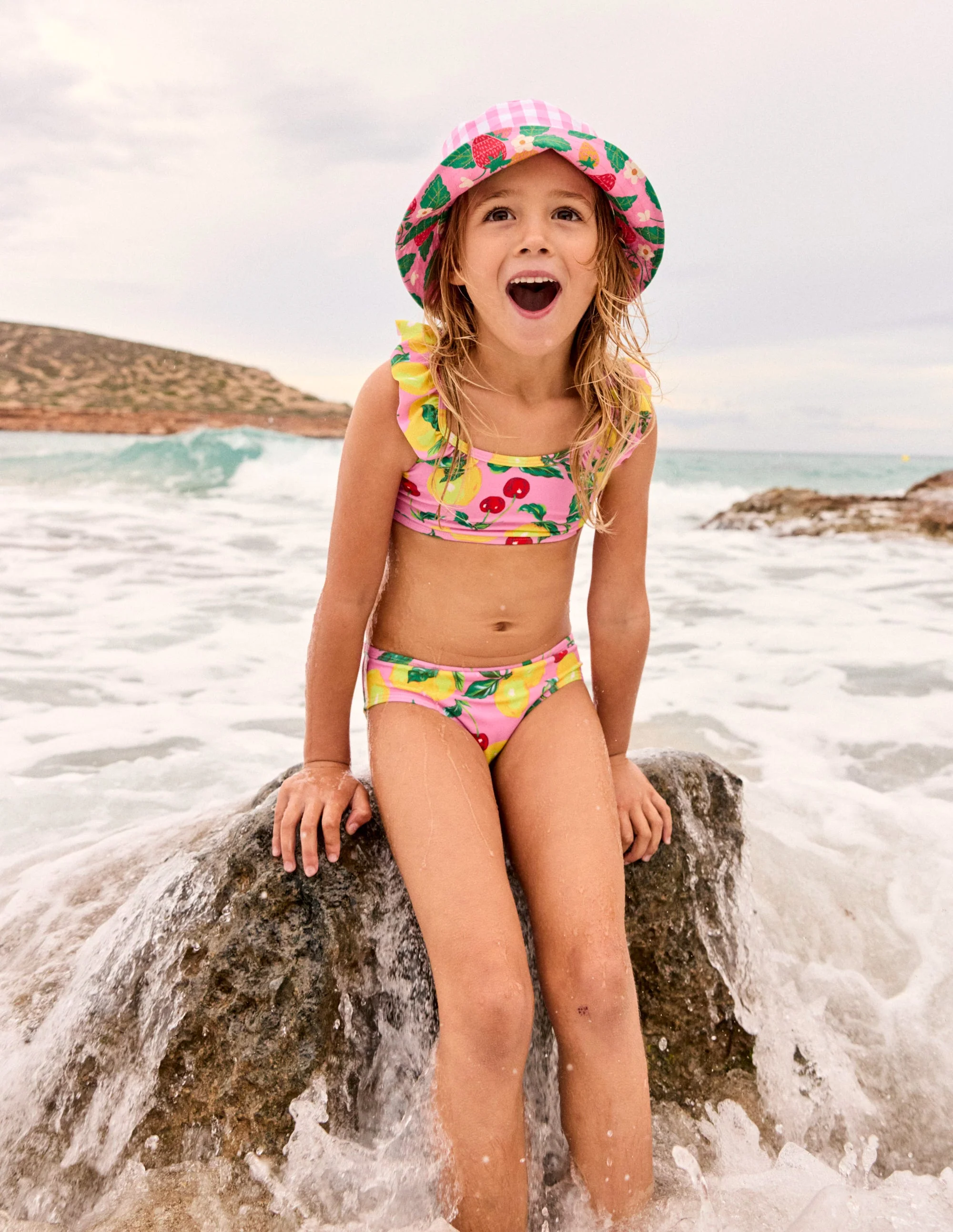Frill Strap Bikini-Pink Lemons and Cherries - Image 4