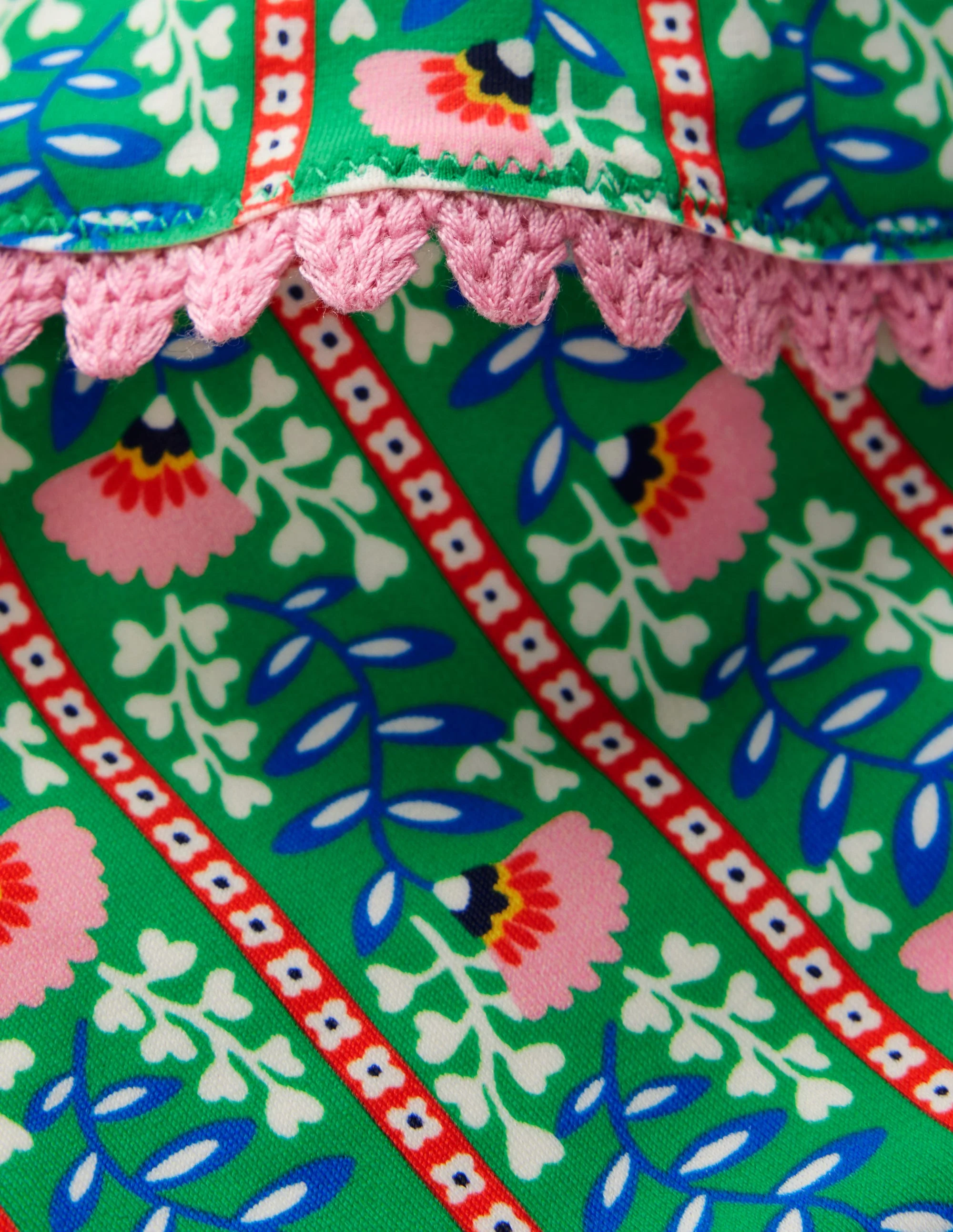 Frill V-neck Bikini Set-Bright green Floral Vine - Image 3
