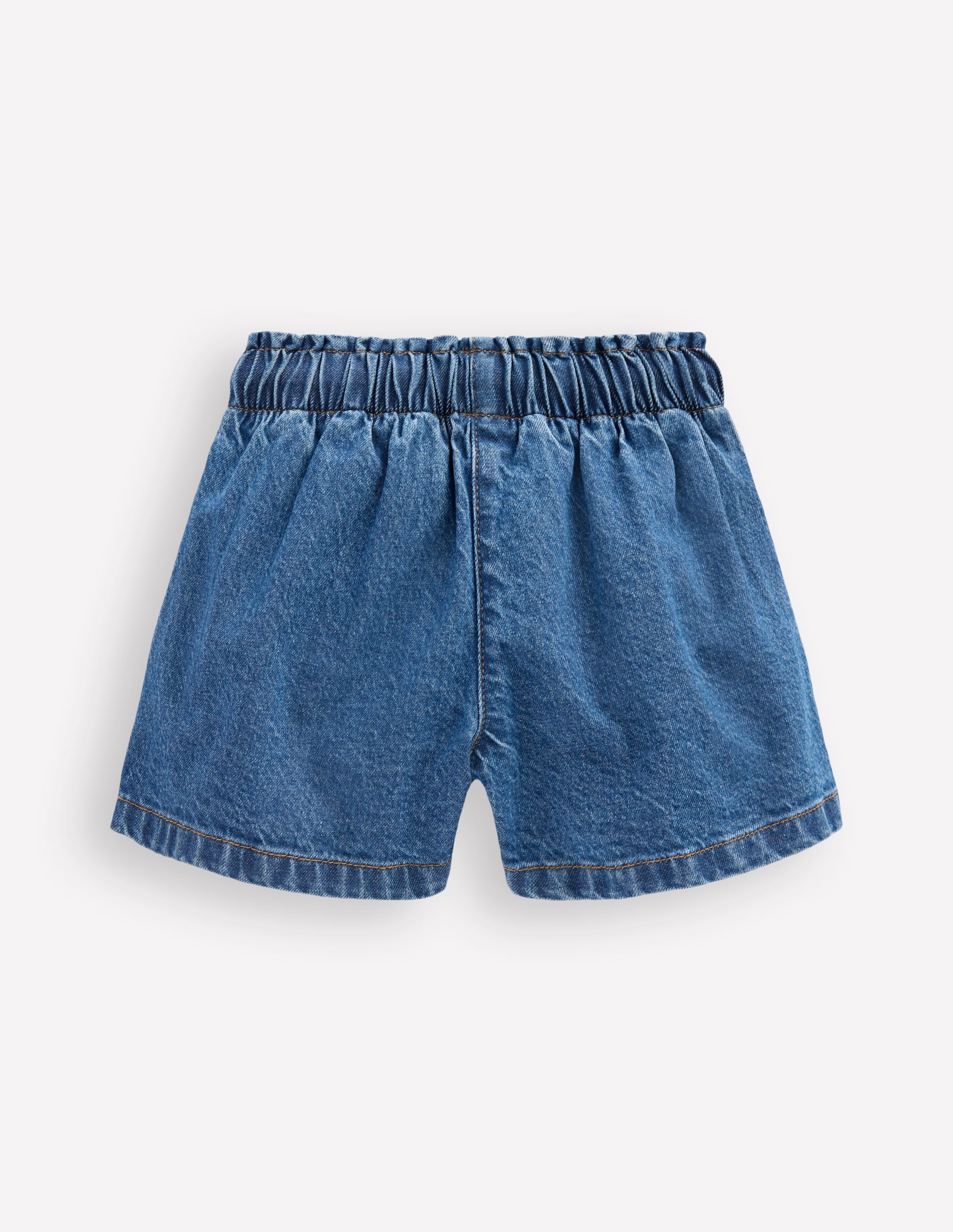 Frill Waist Shorts-Mid Vintage Denim - Image 2