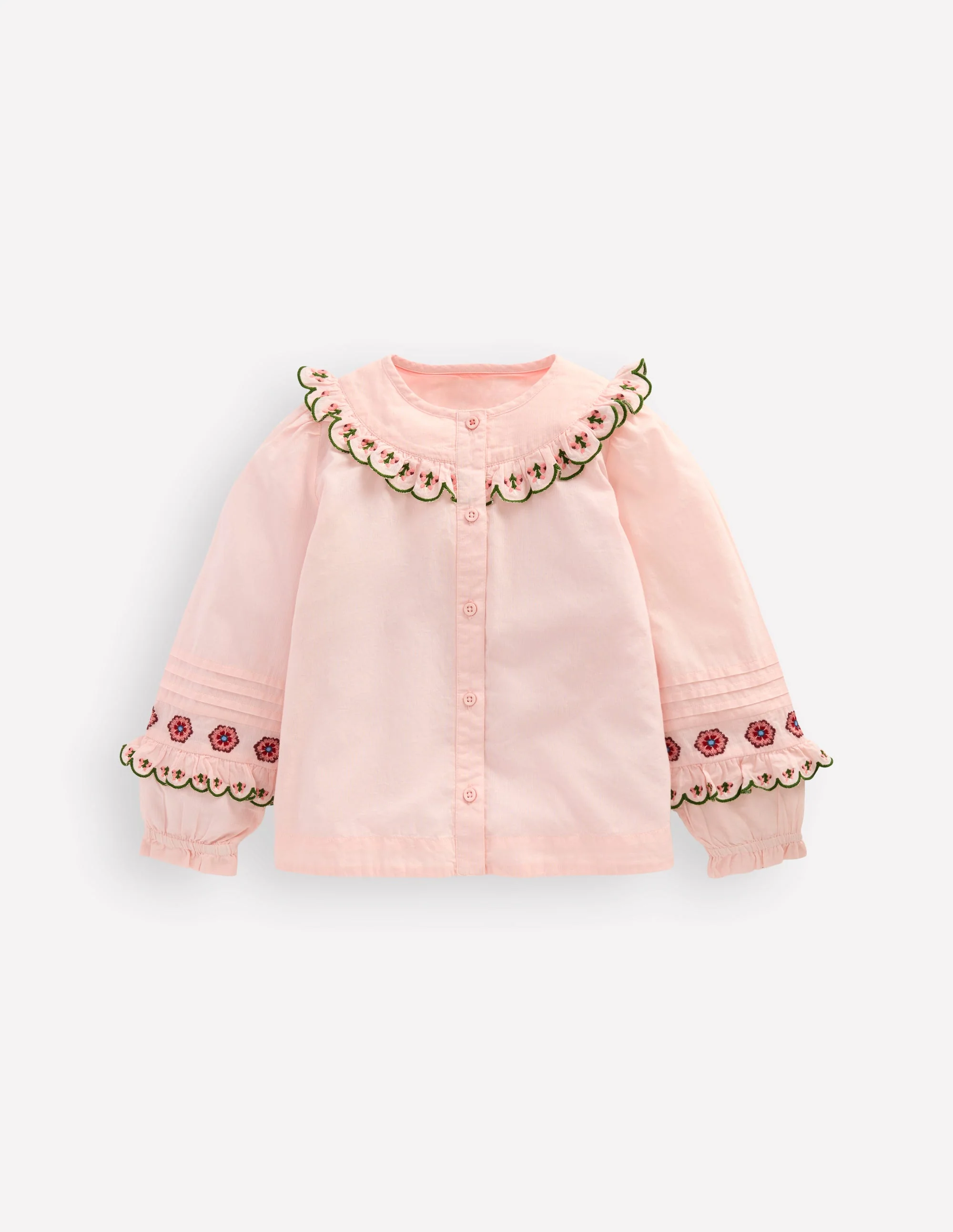 Frill Yoke Blouse-Lotus Embroidery - Image 3
