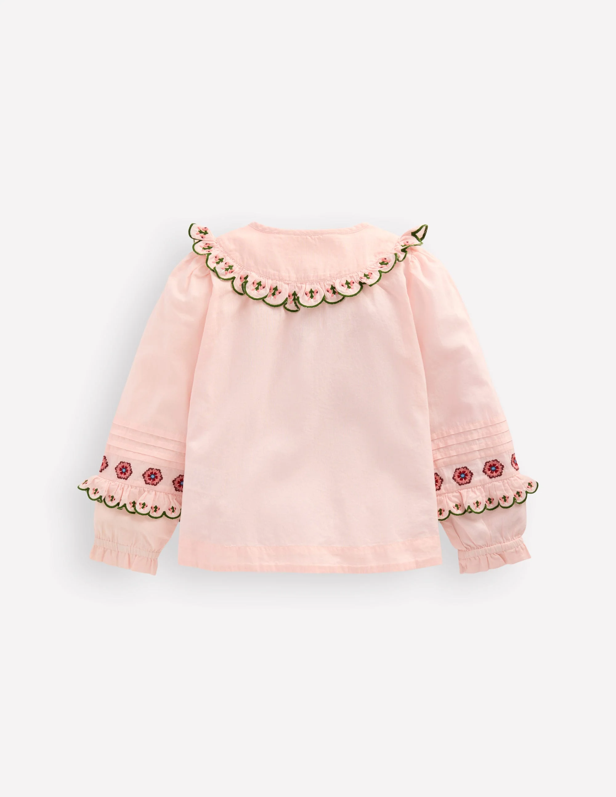 Frill Yoke Blouse-Lotus Embroidery - Image 4
