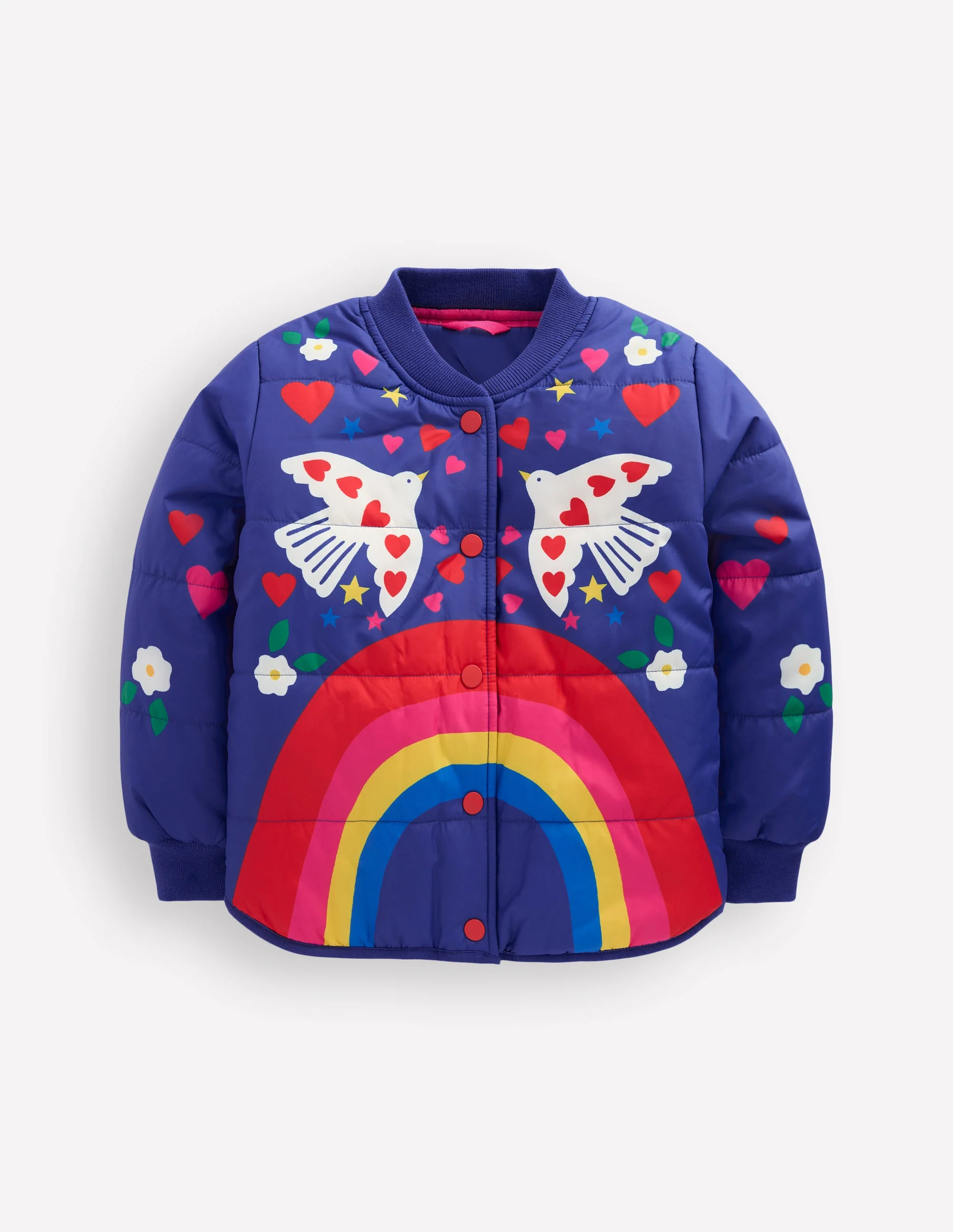 Fun Bomber Jacket-Navy Placement Rainbow Print - Image 4