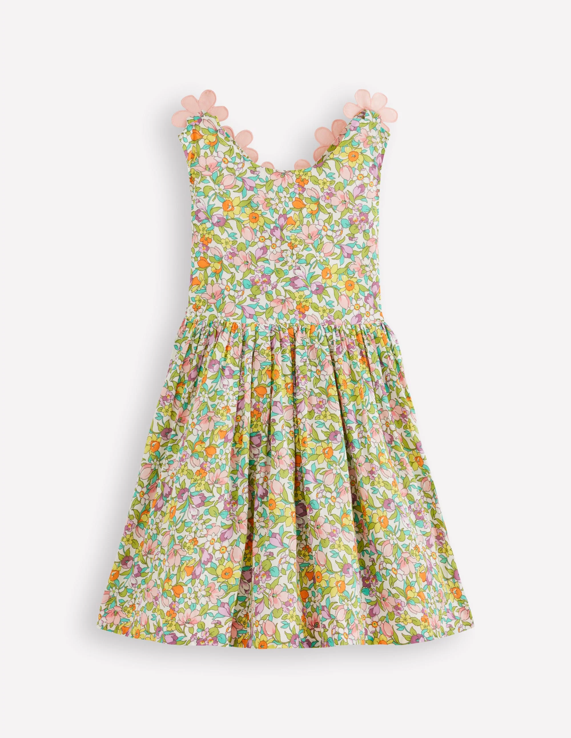 Fun Cross-back Strap Dress-Soft Ivory Florabunda