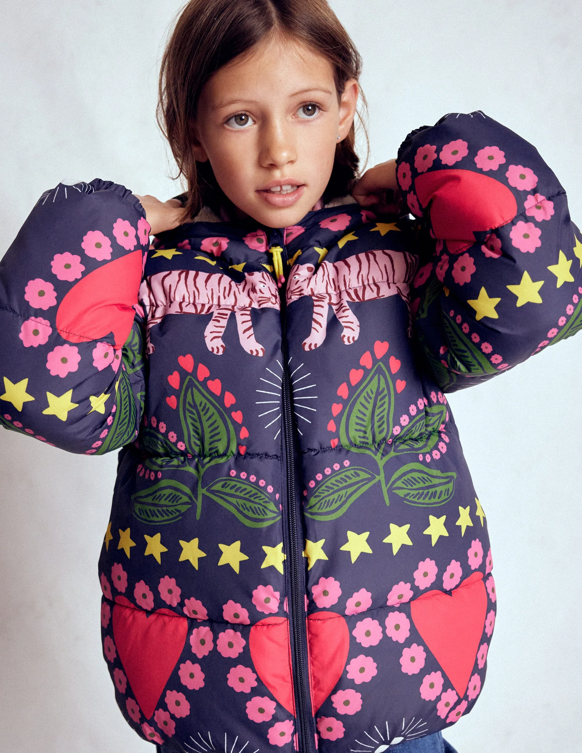 Fun Padded Coat-College Navy Tiger Stripe - Image 3