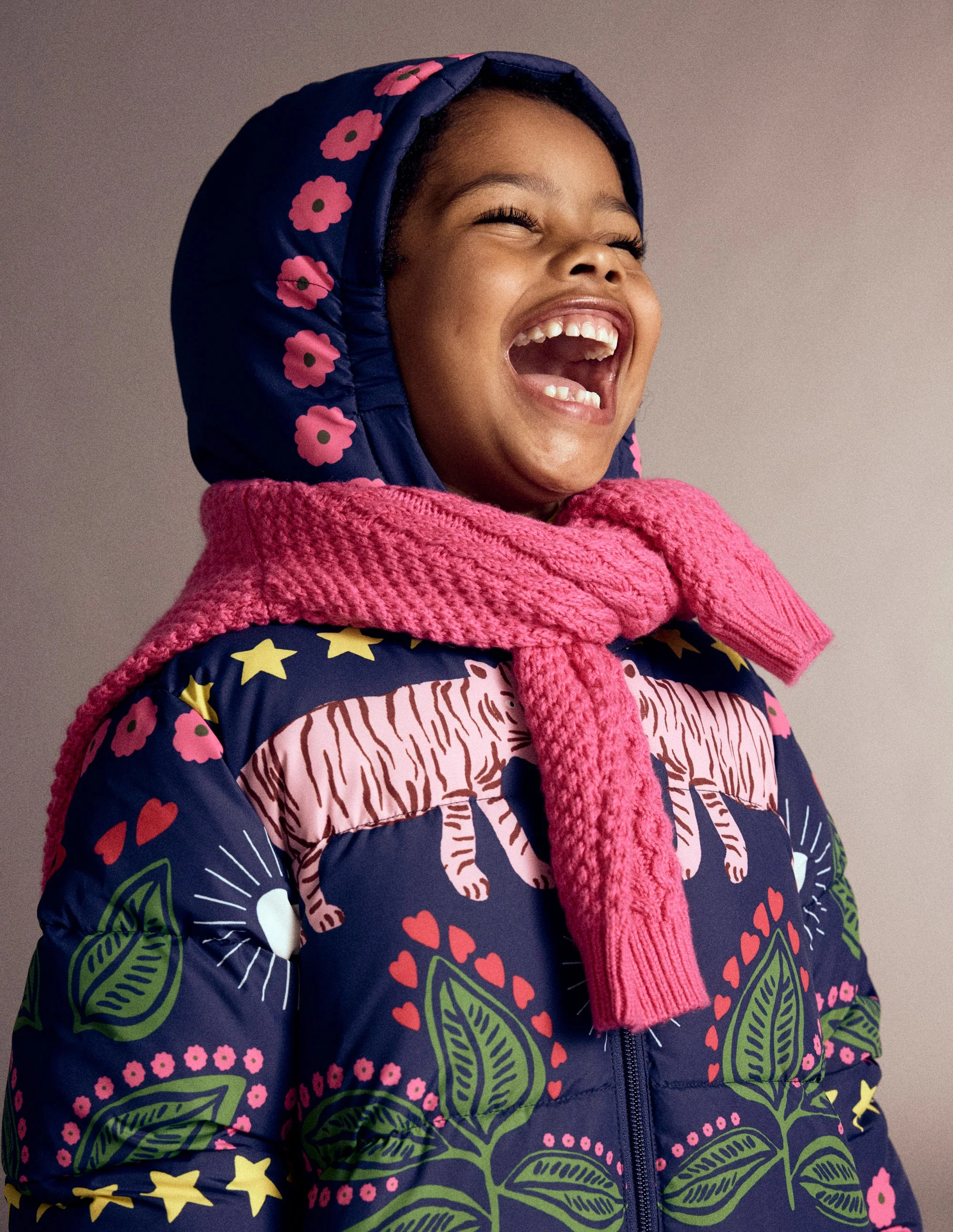 Fun Padded Coat-College Navy Tiger Stripe - Image 9