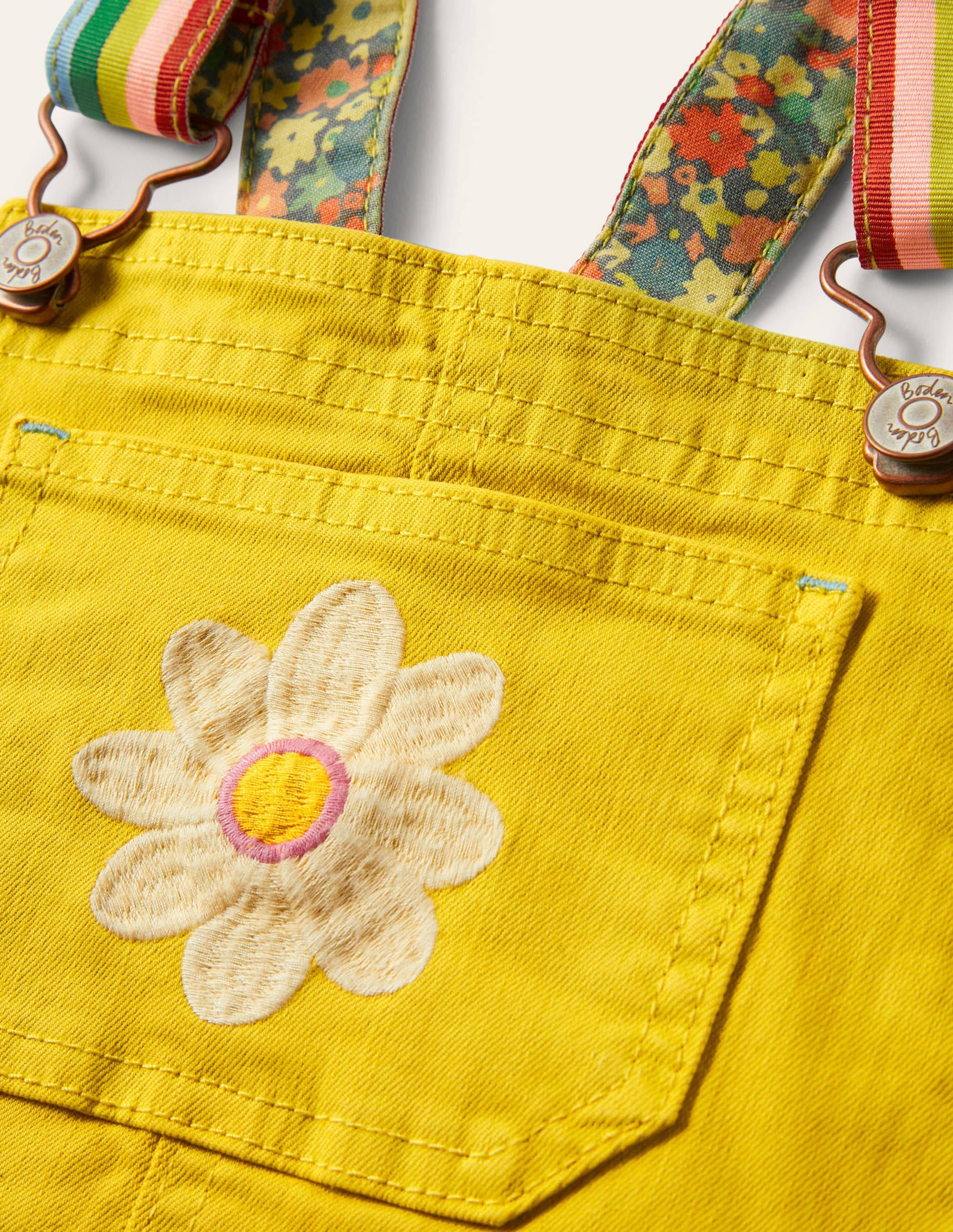 Fun Short Dungarees-Sweetcorn Yellow Flower - Image 3