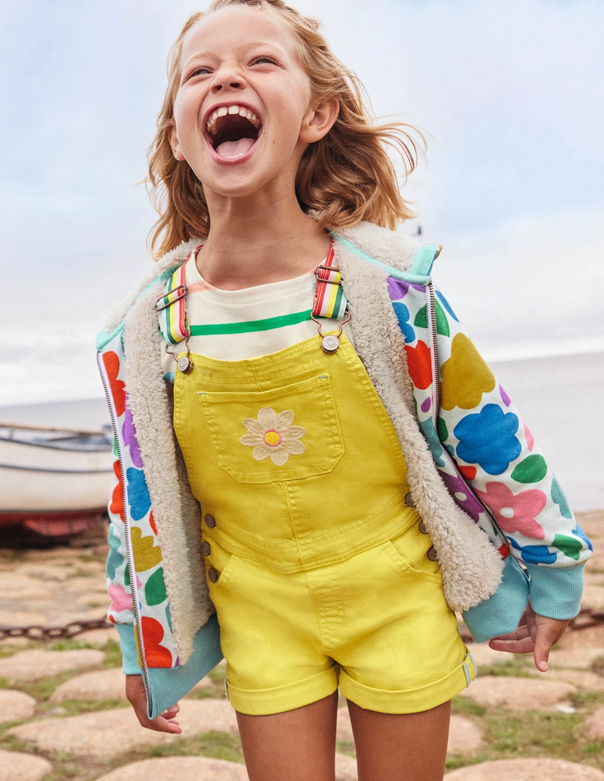 Fun Short Dungarees-Sweetcorn Yellow Flower - Image 5