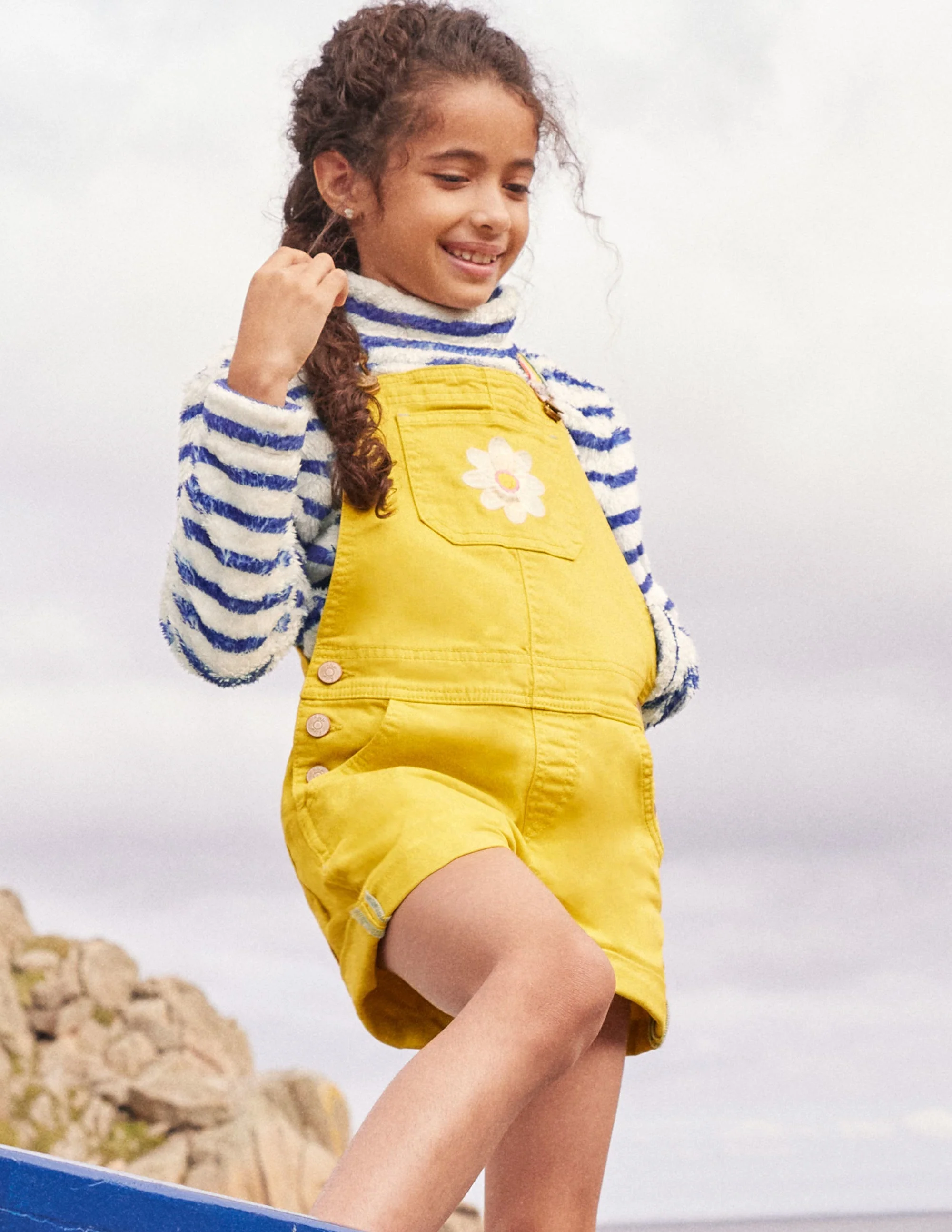 Fun Short Dungarees-Sweetcorn Yellow Flower - Image 7