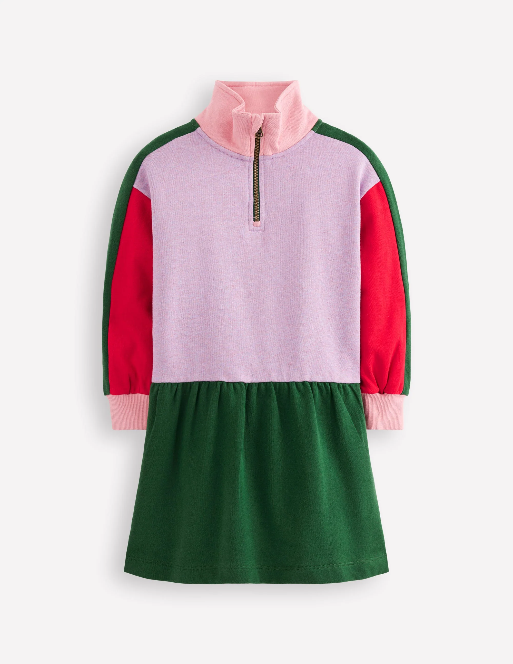 Half Zip Sweat Dress-Colour Block Marl - Image 2