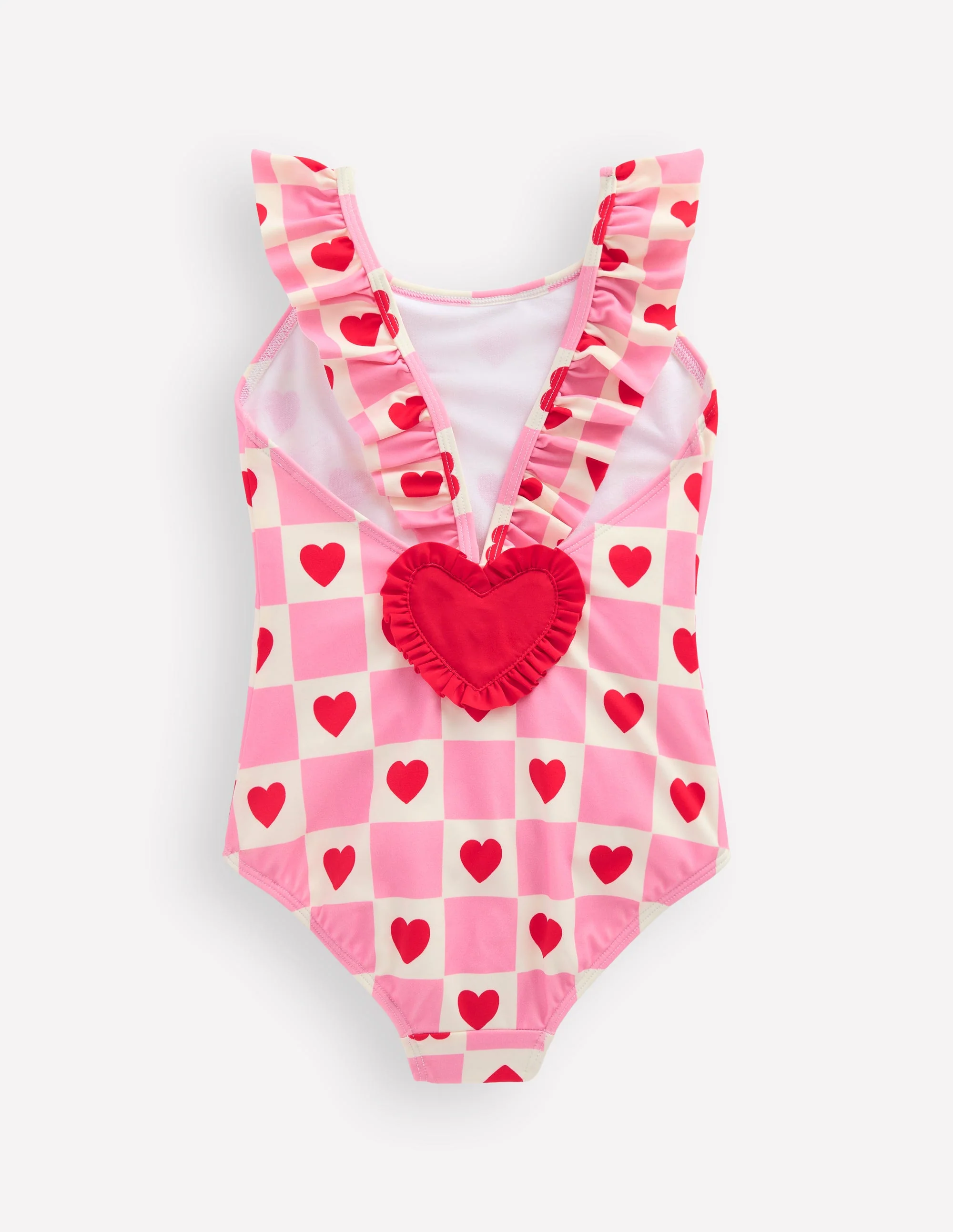 Hallie Frill Strap Swimsuit-Bubblegum Pink Heart Stamp - Image 2