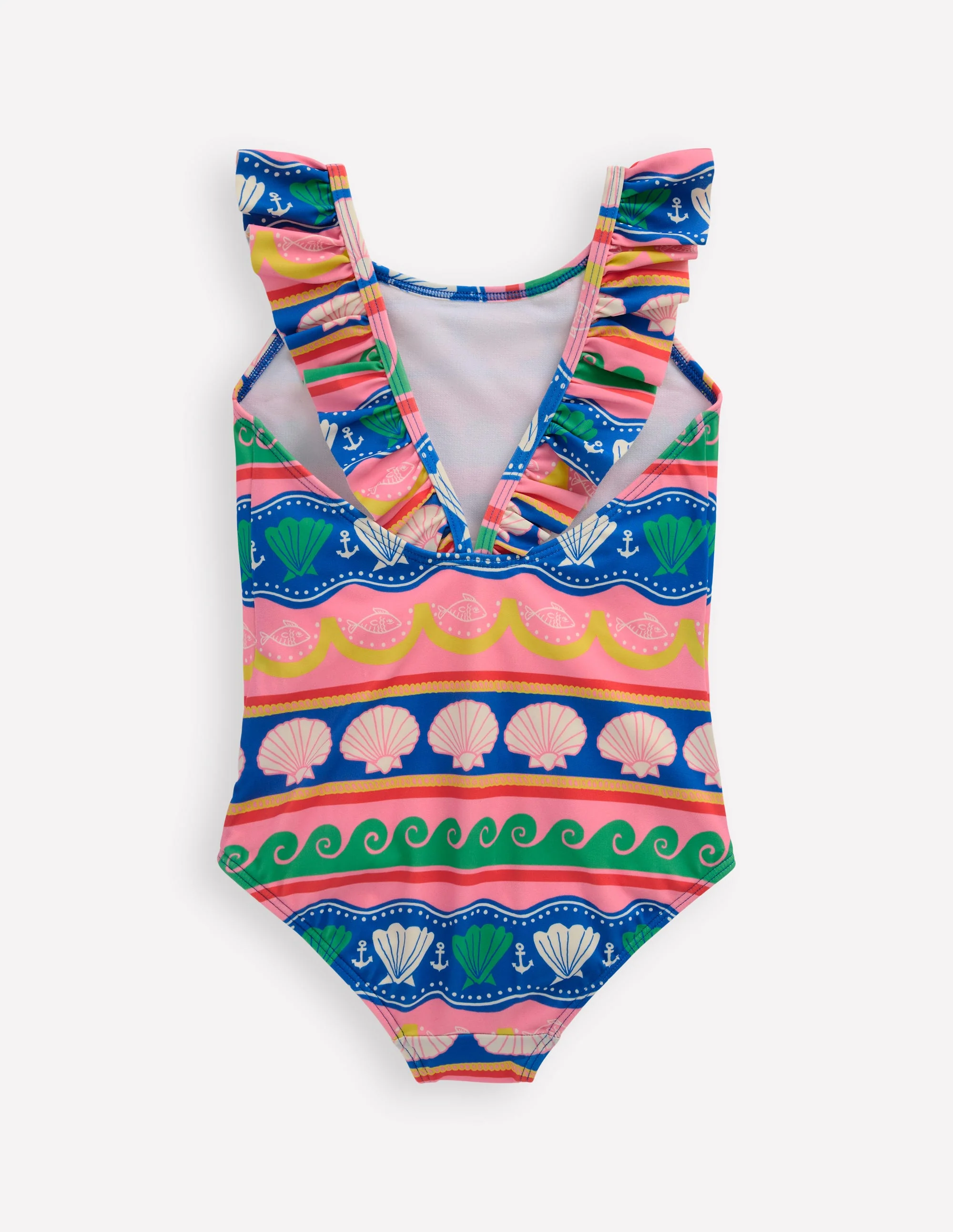 Hallie Frill Strap Swimsuit-Multi Sea Shell Stripe - Image 2