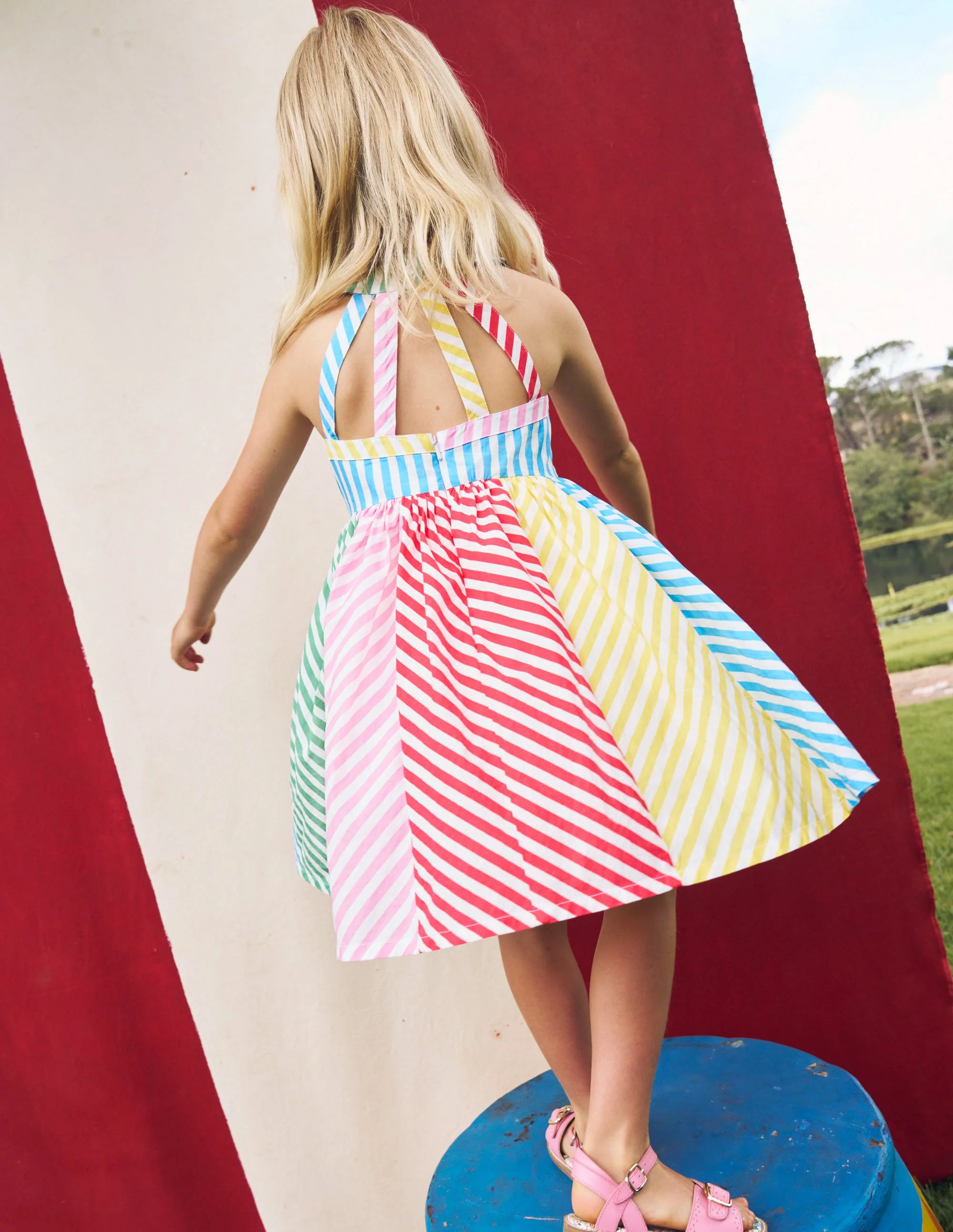 Harlow Back Detail Dress-Hotchpotch Multi Stripe - Image 5