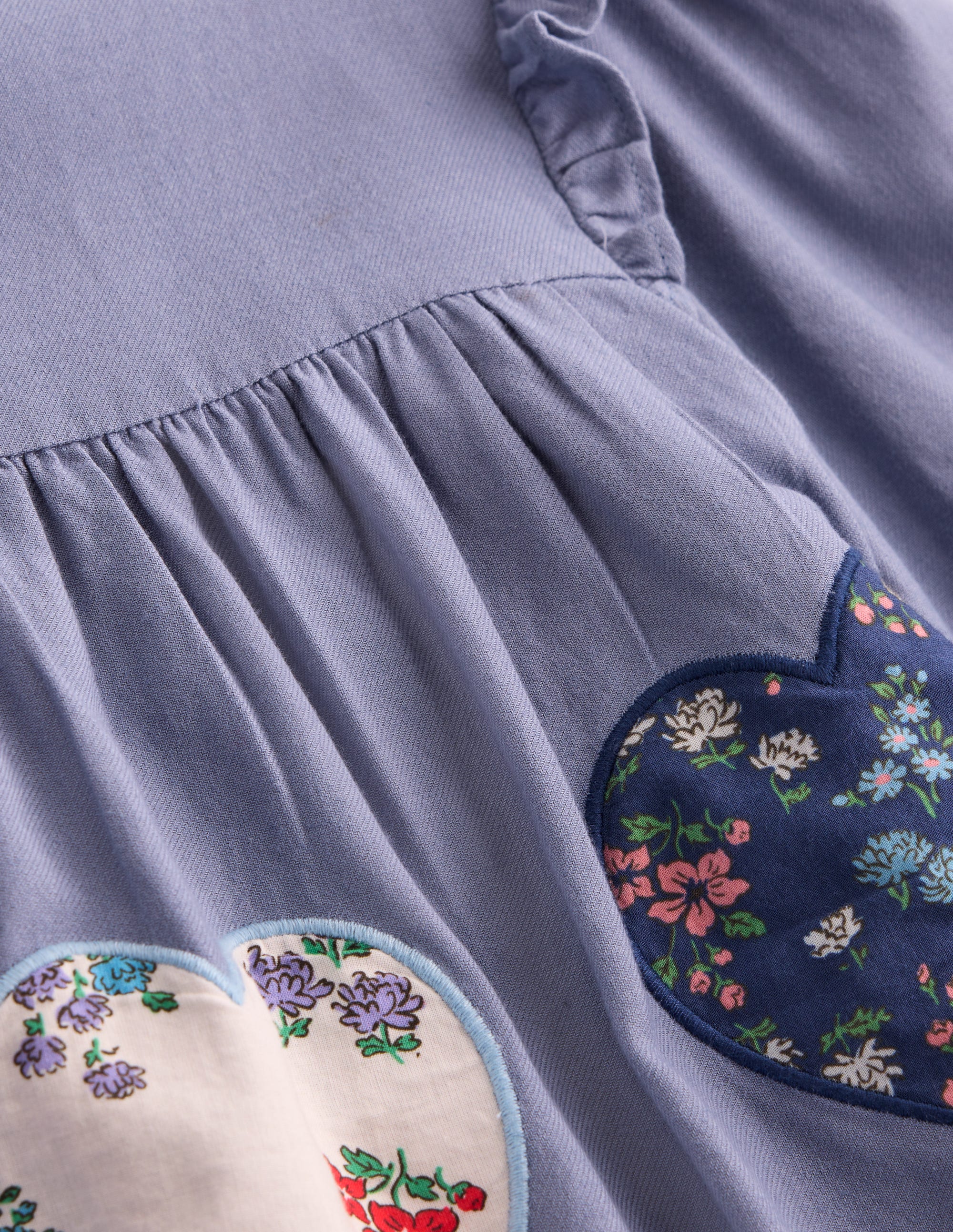Heart Appliqué Dress-Dusty Blue Hearts - Image 4