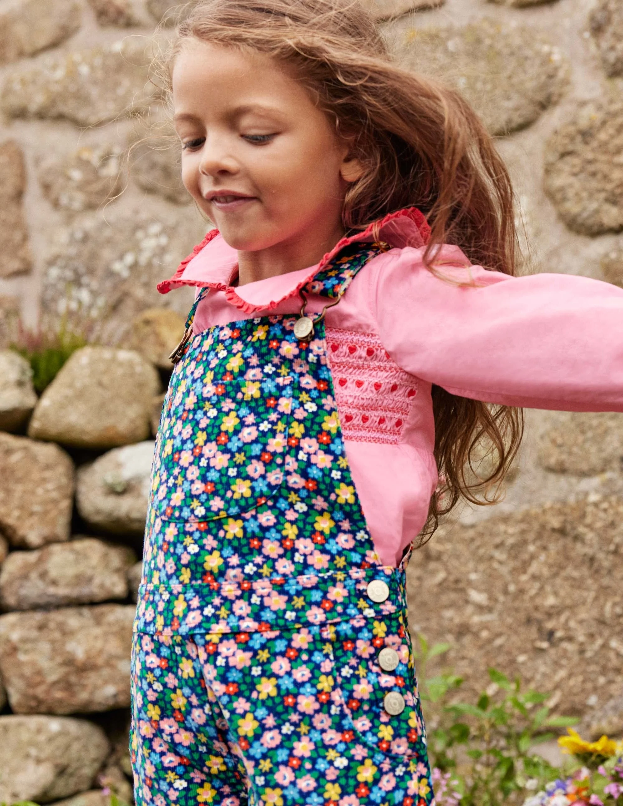 Heart Patch Dungaree-Starboard Blue Spring Floral - Image 5